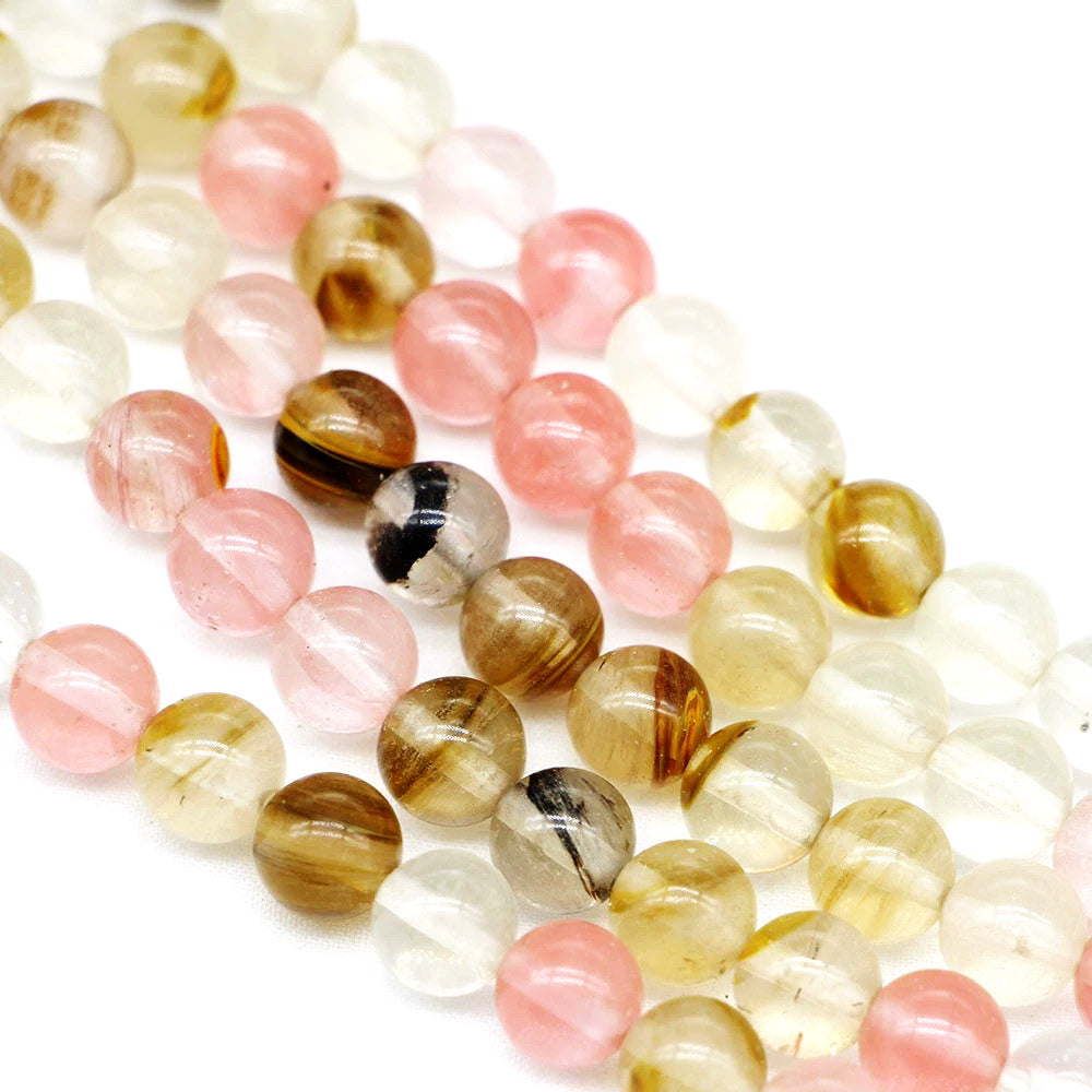 Malahill gemstone beads for jewelry making, sold per bag 5 strands inside, Mix Cherry Quartz Synthetic beads