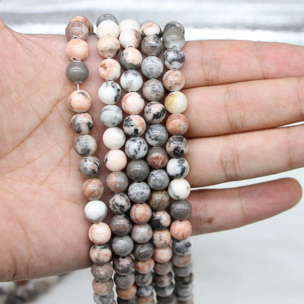 Malahill gemstone beads for jewelry making, sold per bag 5 strands inside, Pink Zebra Jasper beads