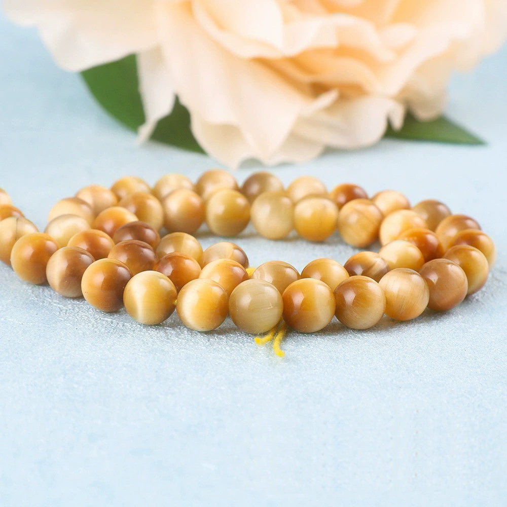 Malahill gemstone beads for jewelry making, sold per bag 5 strands inside, Golden Tiger's Eye beads