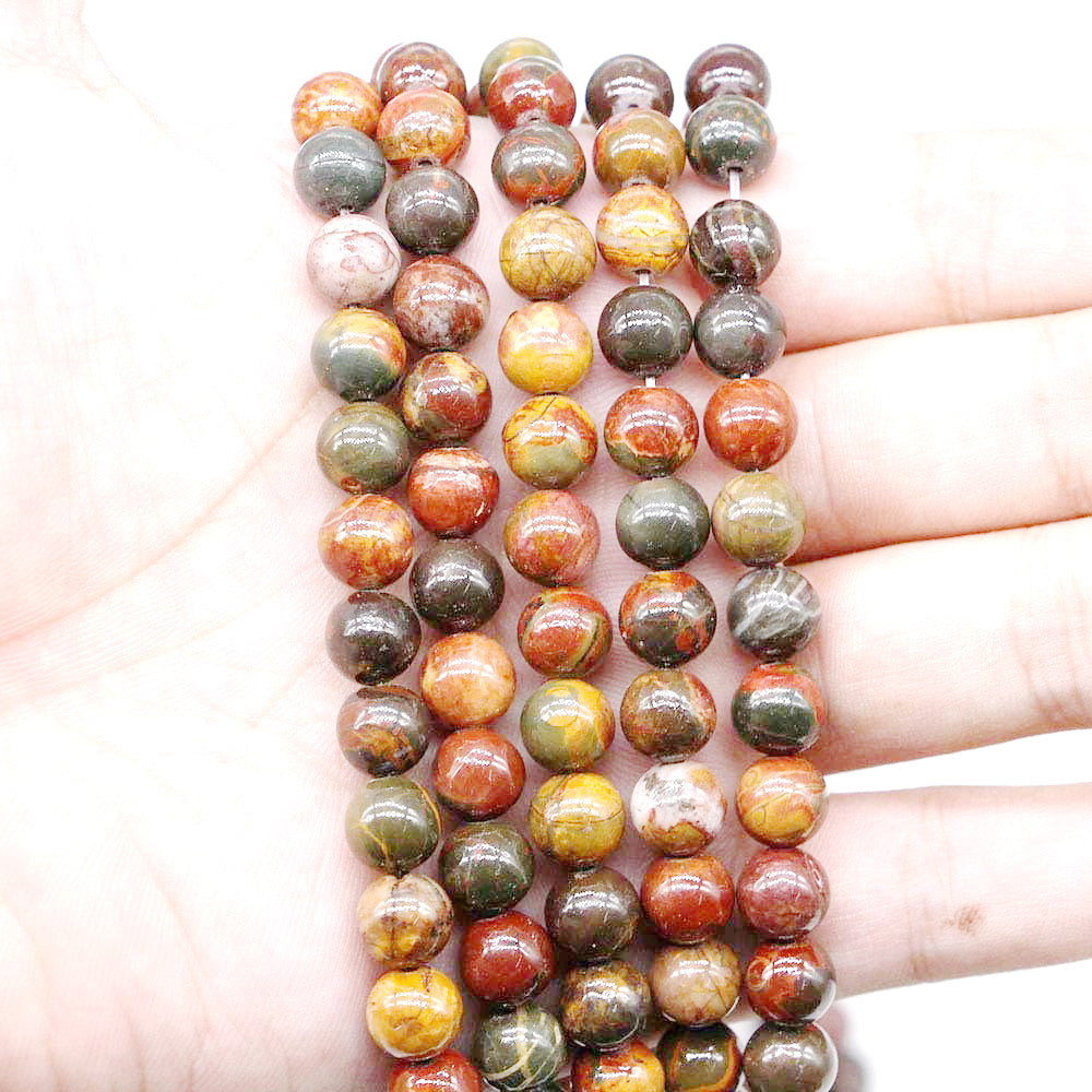 Malahill gemstone beads for jewelry making, sold per bag 5 strands inside, Red Picasso Jasper beads