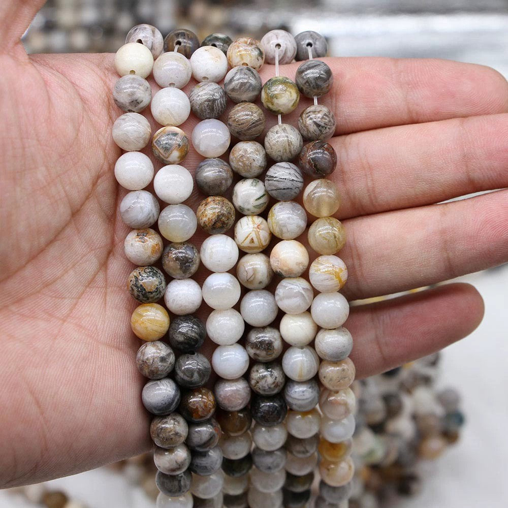 Malahill gemstone beads for jewelry making, sold per bag 5 strands inside, Bamboo Agate beads