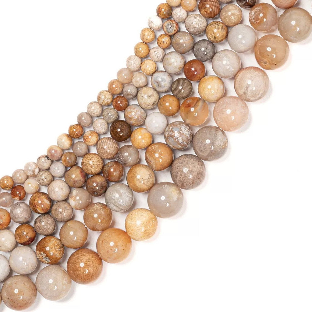 Malahill gemstone beads for jewelry making, sold per bag 5 strands inside, Coral Fossil beads