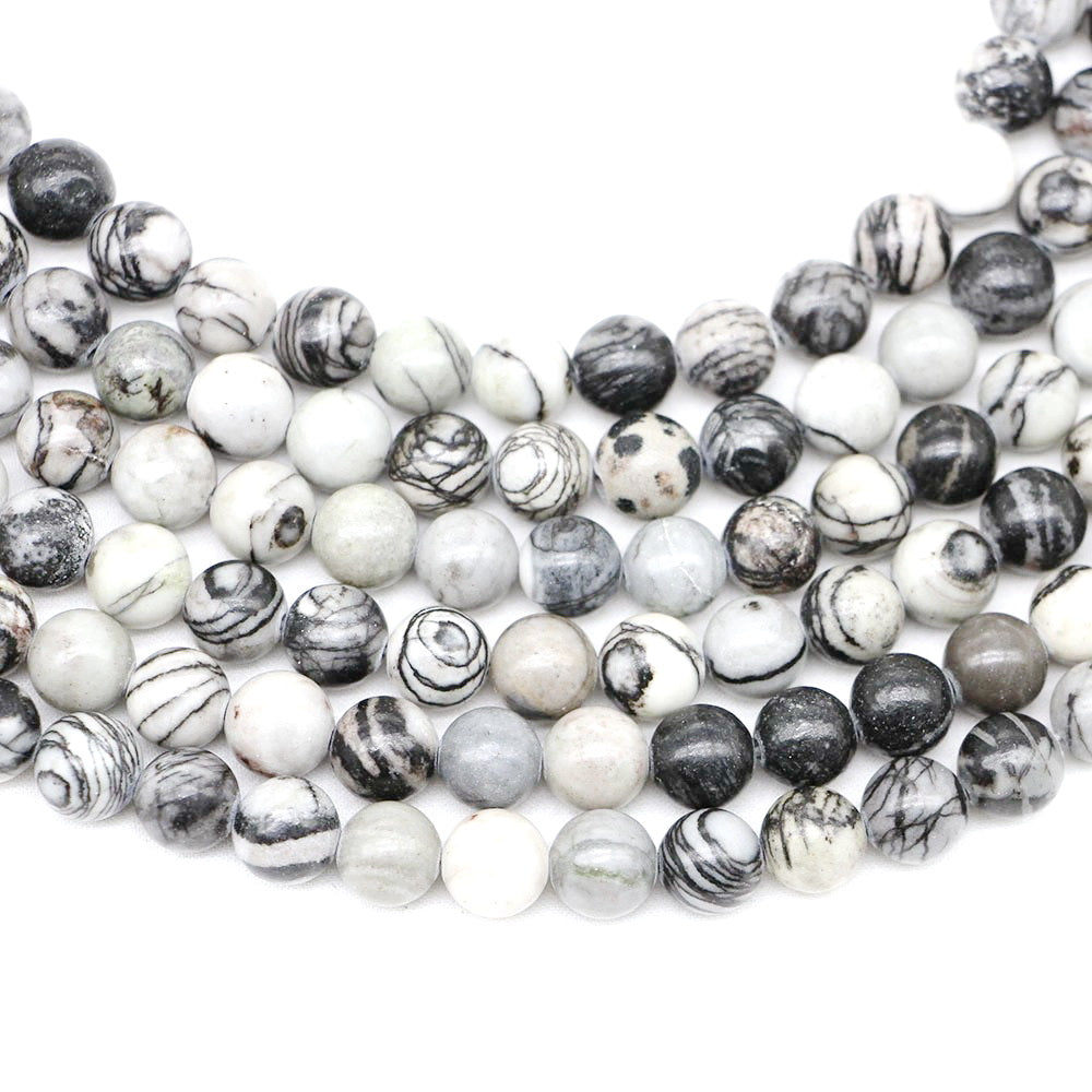 Malahill gemstone beads for jewelry making, sold per bag 5 strands inside, Black Net Jasper beads