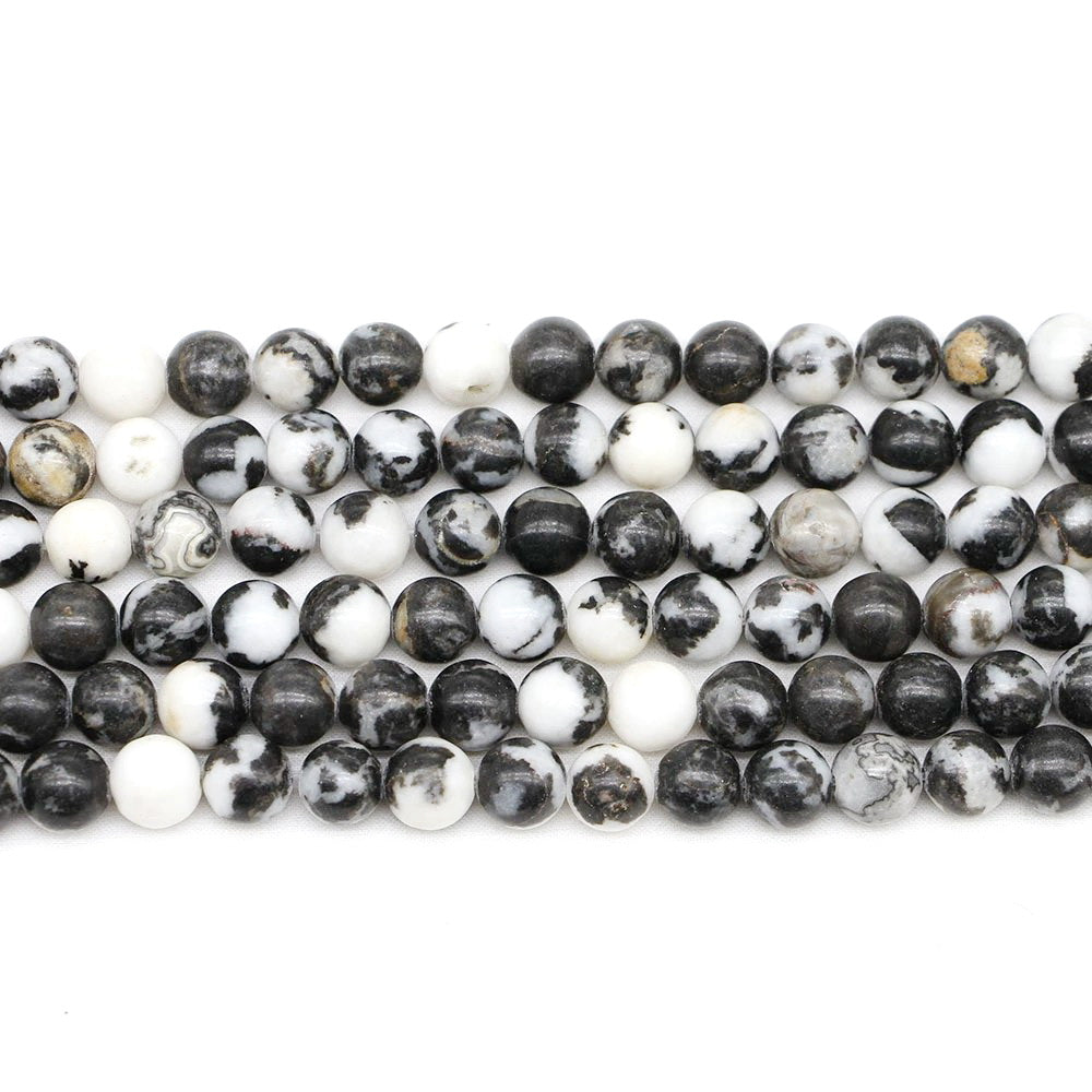 Malahill gemstone beads for jewelry making, sold per bag 5 strands inside, Black Zebra Jasper beads