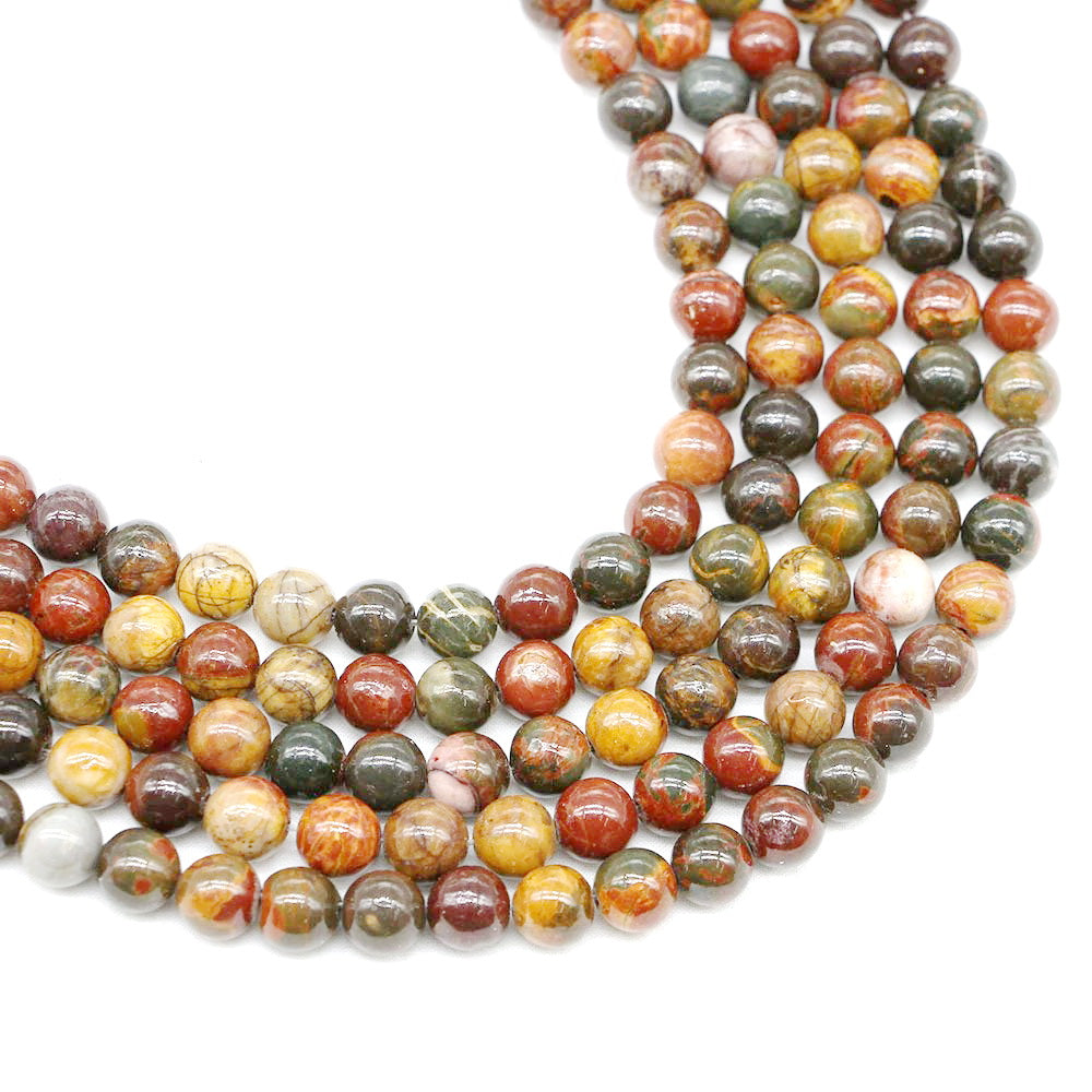Malahill gemstone beads for jewelry making, sold per bag 5 strands inside, Red Picasso Jasper beads