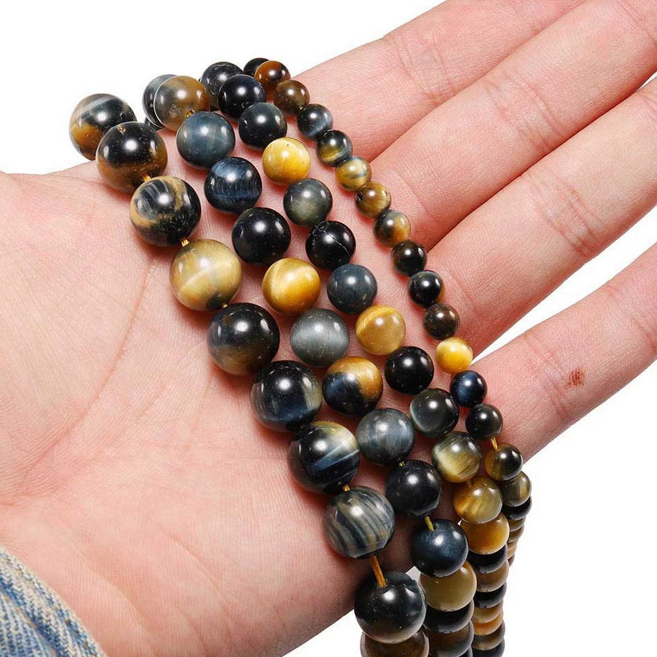 Malahill gemstone beads for jewelry making, sold per bag 5 strands inside, Grey Tiger's Eye beads
