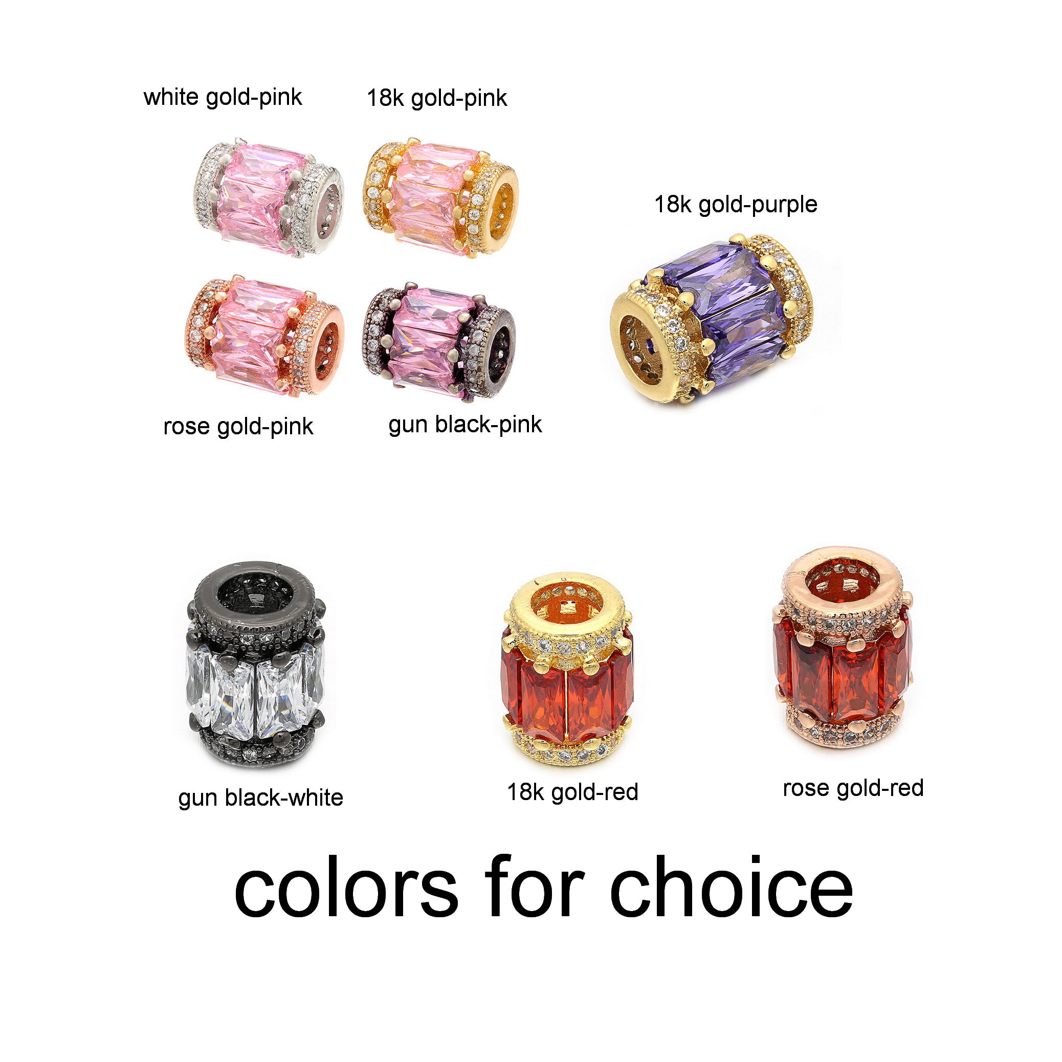 Malahill excellent quality cubic zirconia paved brass beads for jewelry making, sold per box 10 pieces inside