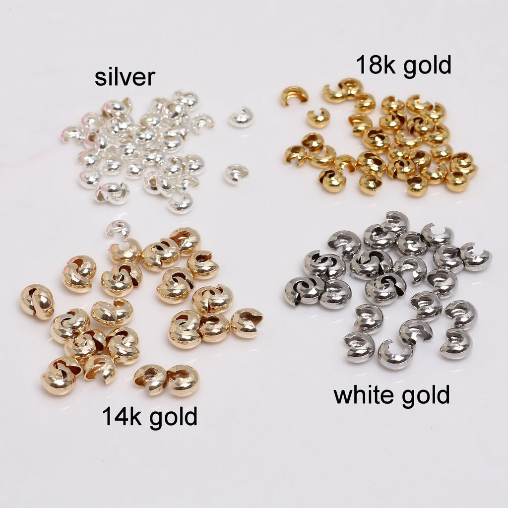 Malahill jewelry findings crimp beads cover for jewelry necklace bracelet making, sold per bag 100 pieces inside