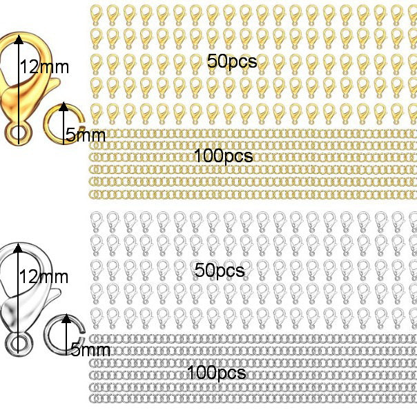 Malahill Jewelry Findings Kit with for Jewelry Making, 300Pcs Open Jump Rings and Lobster Clasps, A6 Ordinary Quality