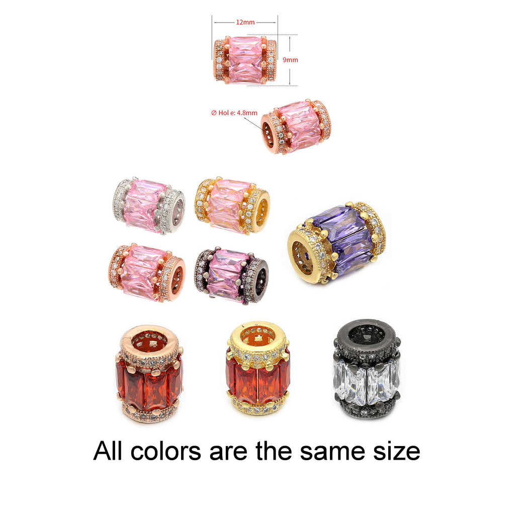 Malahill excellent quality cubic zirconia paved brass beads for jewelry making, sold per box 10 pieces inside