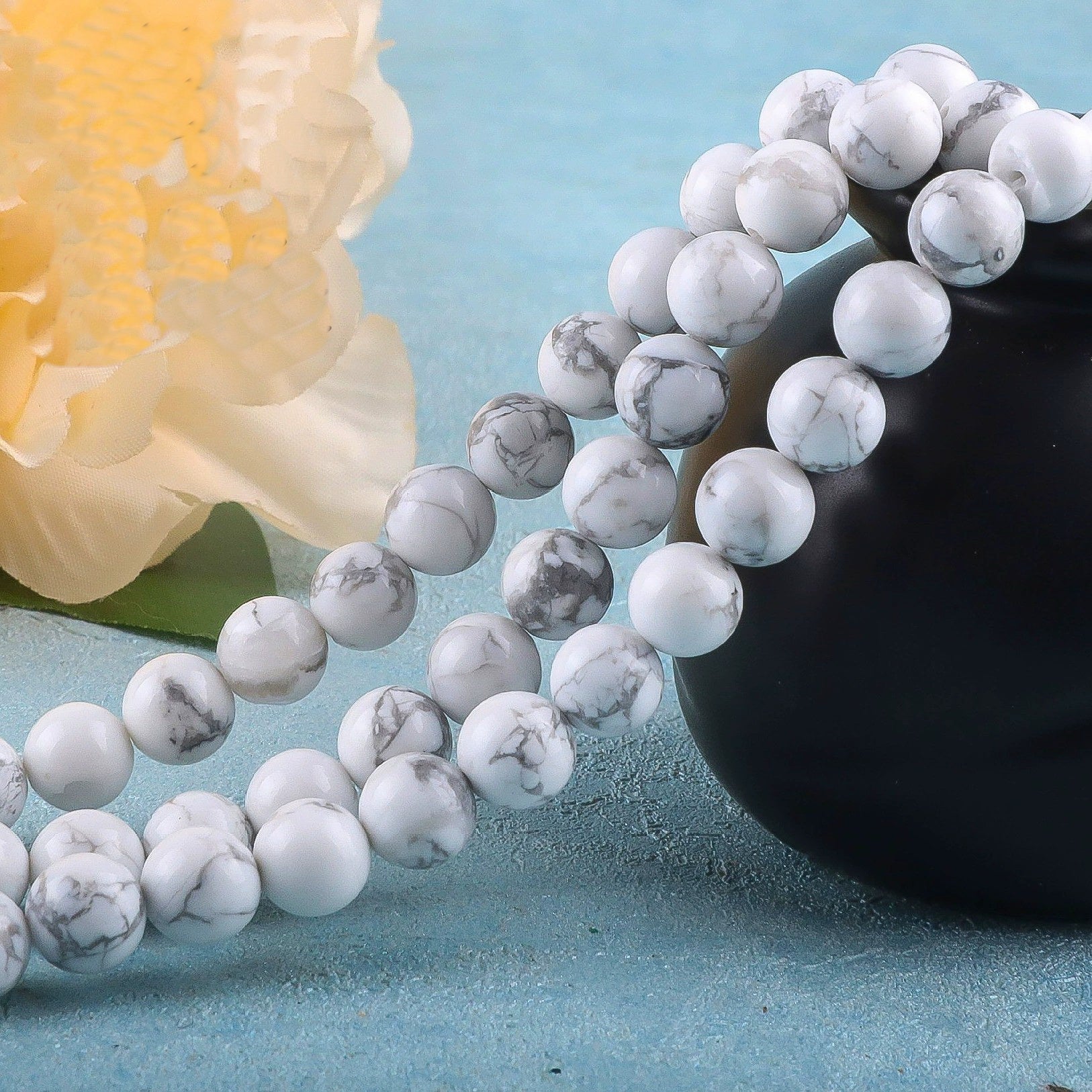 Malahill gemstone beads for jewelry making, sold per bag 5 strands inside, Howlite beads