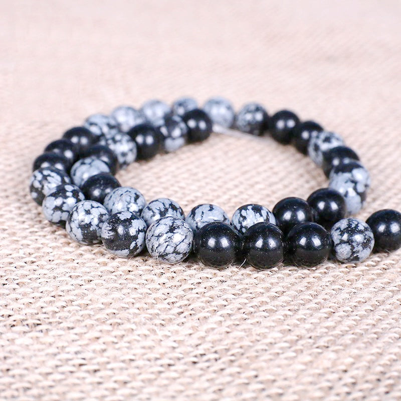 Malahill gemstone beads for jewelry making, sold per bag 5 strands inside, Snowflake Obsidian beads