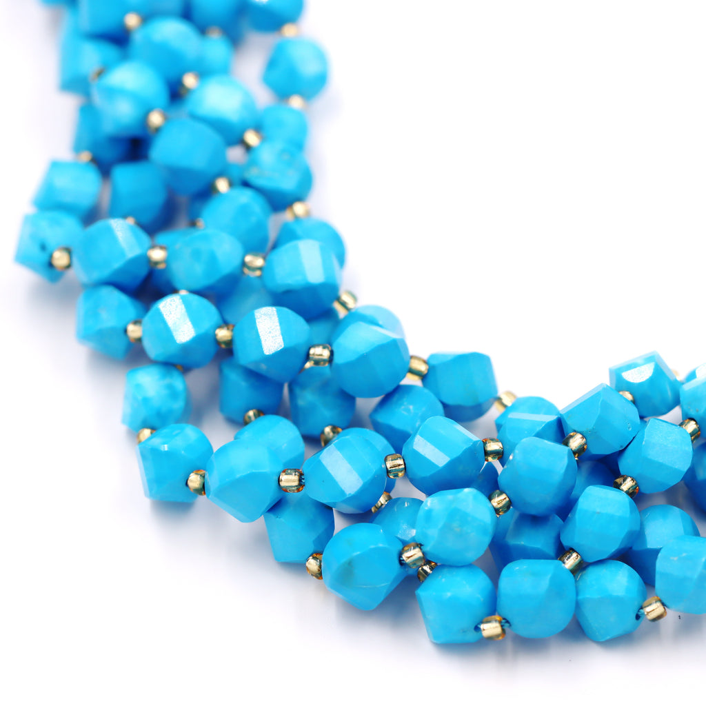 Malahill faceted S shape stone beads for jewelry making, sold per bag 5 strands inside, Dark Blue Howlite Turquoise beads