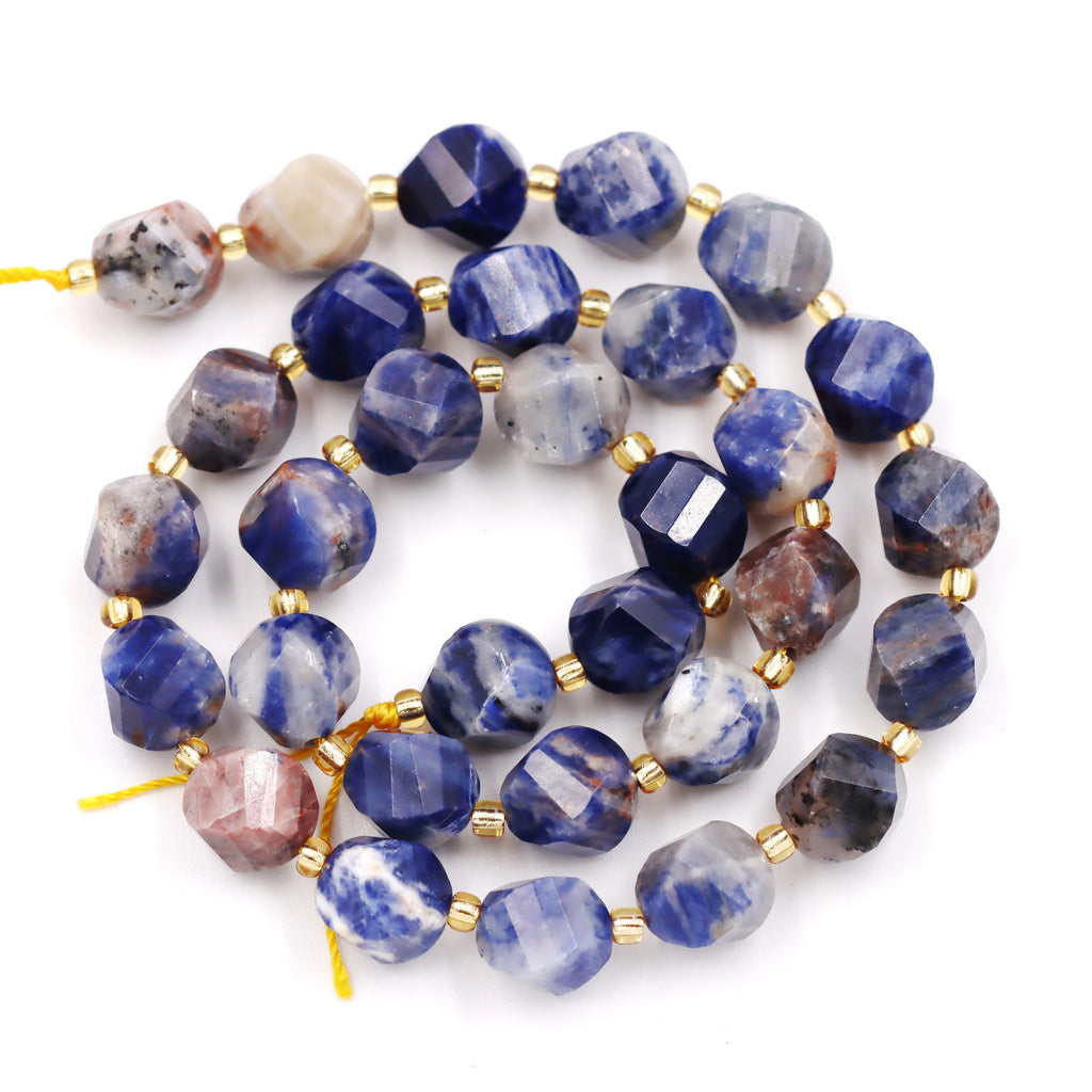 Malahill faceted S shape stone beads for jewelry making, sold per bag 5 strands inside, Sodalite AB beads