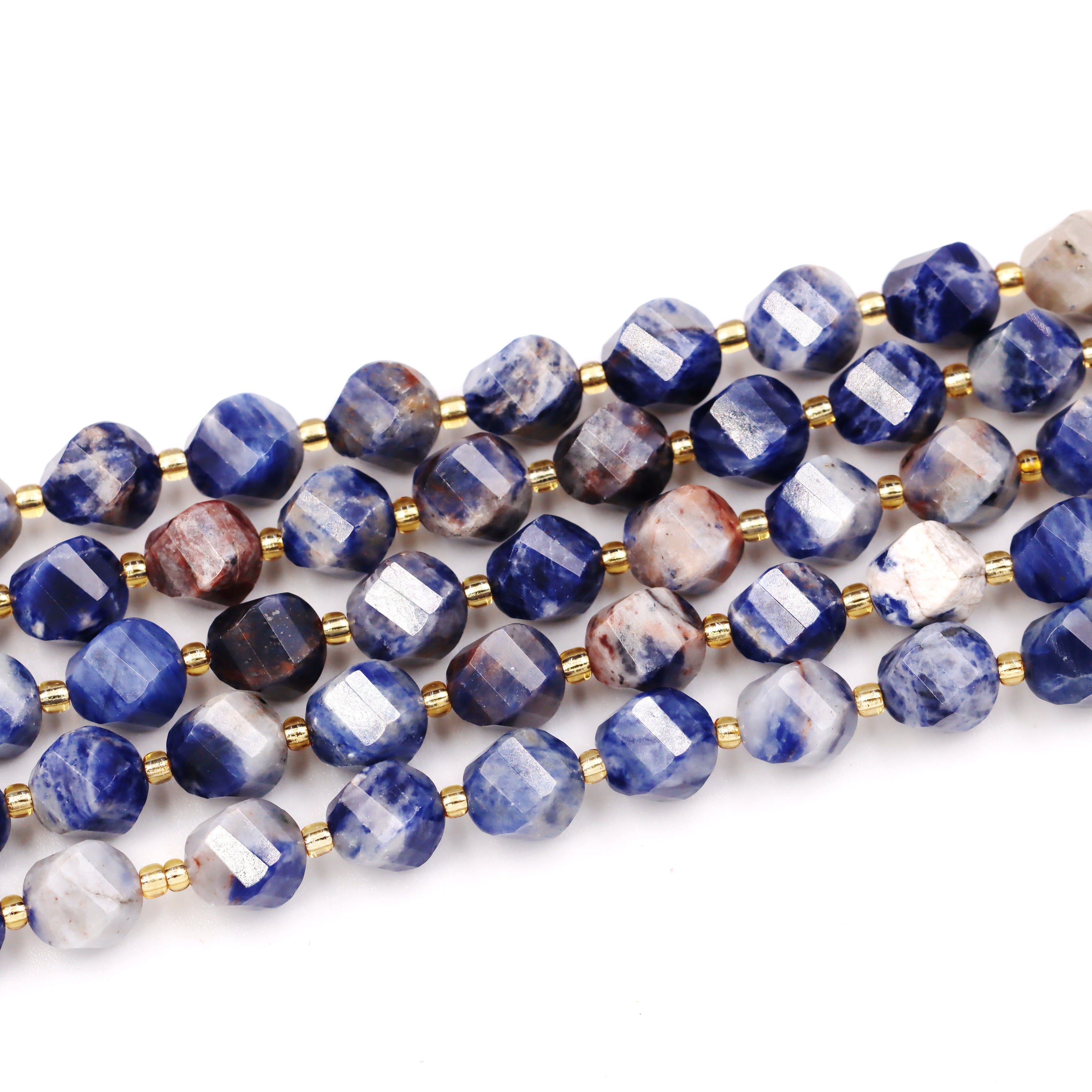 Malahill faceted S shape stone beads for jewelry making, sold per bag 5 strands inside, Sodalite AB beads