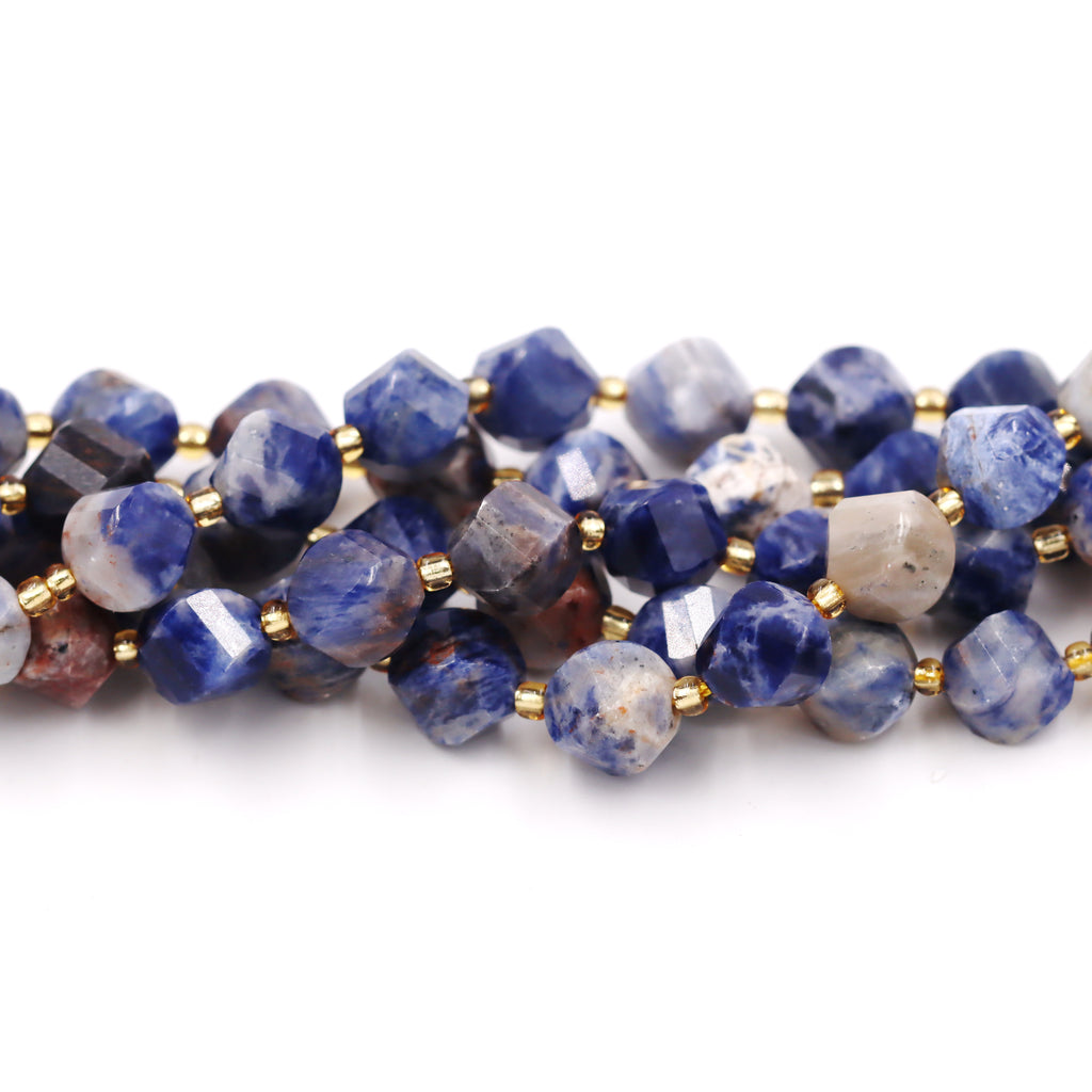 Malahill faceted S shape stone beads for jewelry making, sold per bag 5 strands inside, Sodalite AB beads