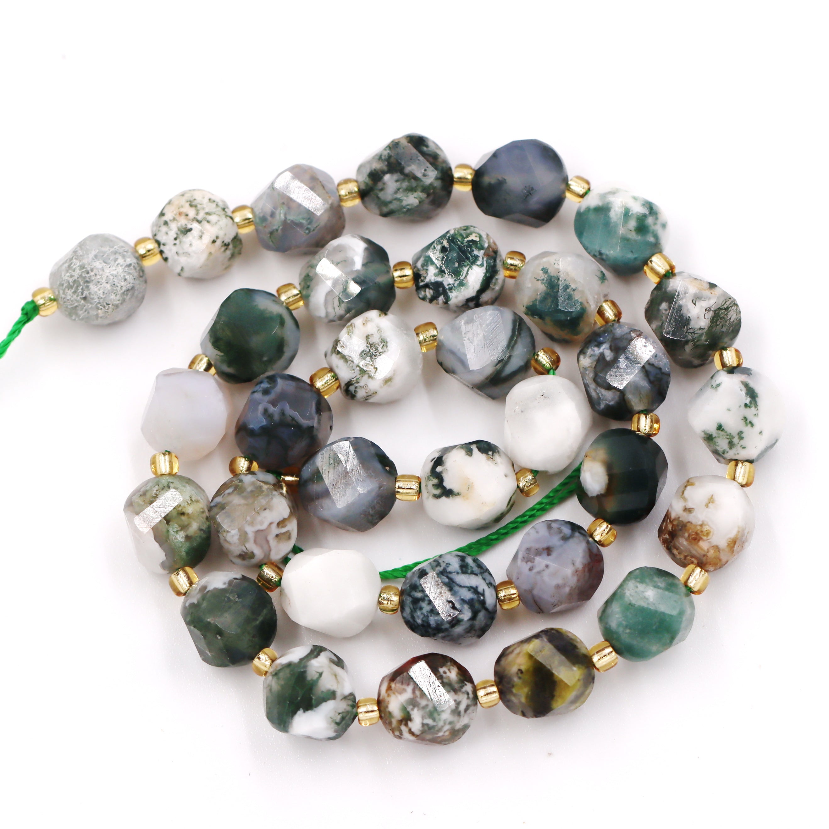 Malahill faceted S shape stone beads for jewelry making, sold per bag 5 strands inside, Tree Agate beads