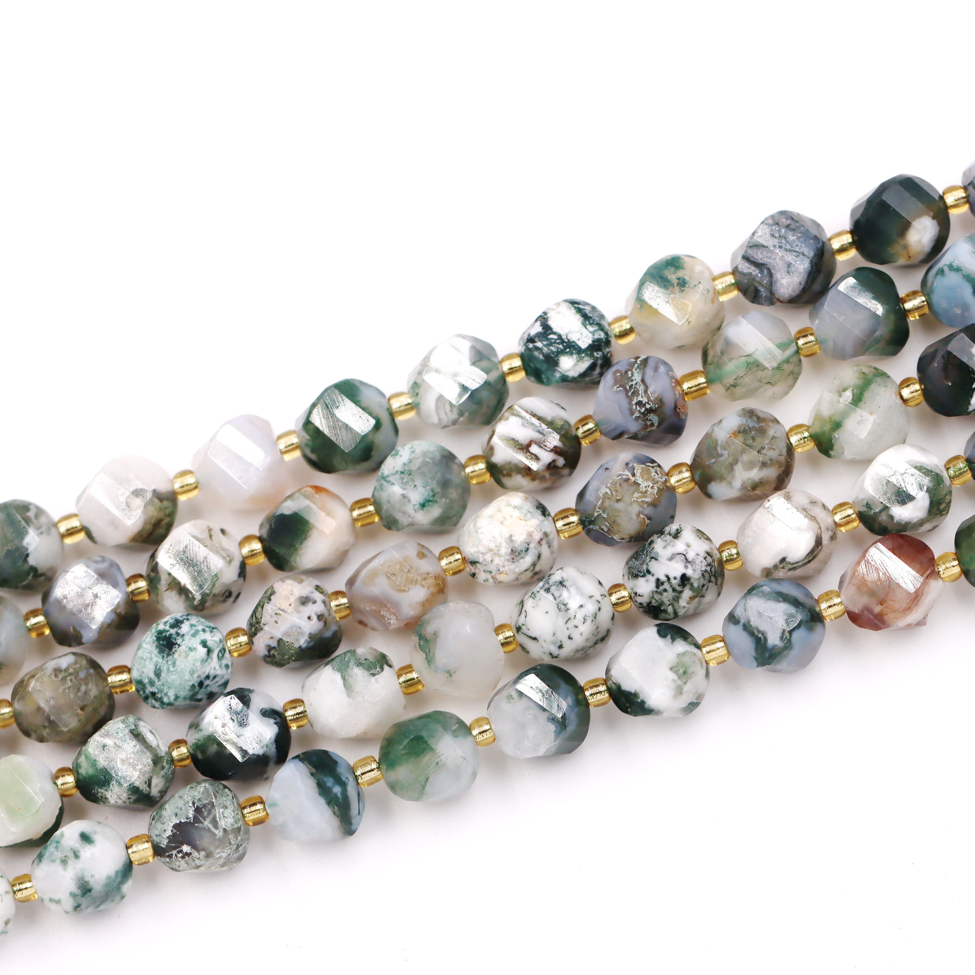 Malahill faceted S shape stone beads for jewelry making, sold per bag 5 strands inside, Tree Agate beads
