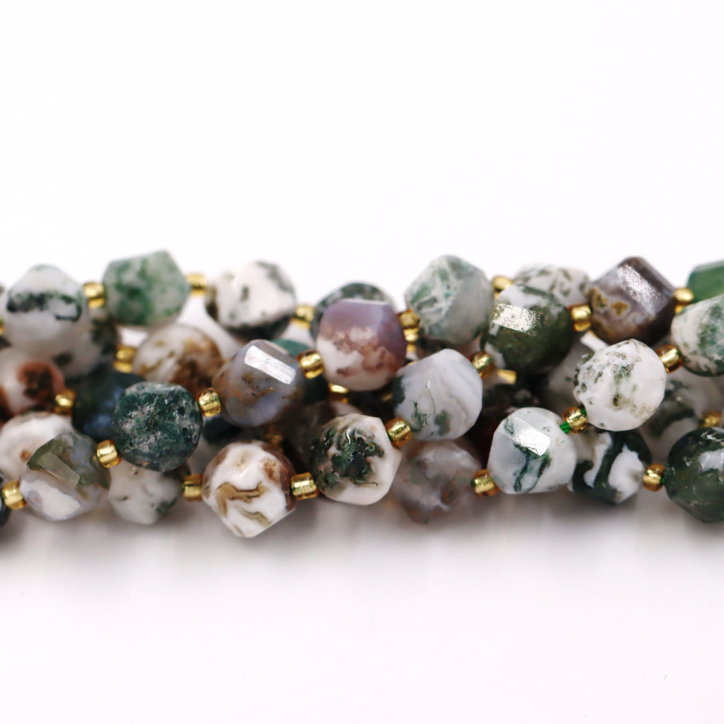 Malahill faceted S shape stone beads for jewelry making, sold per bag 5 strands inside, Tree Agate beads