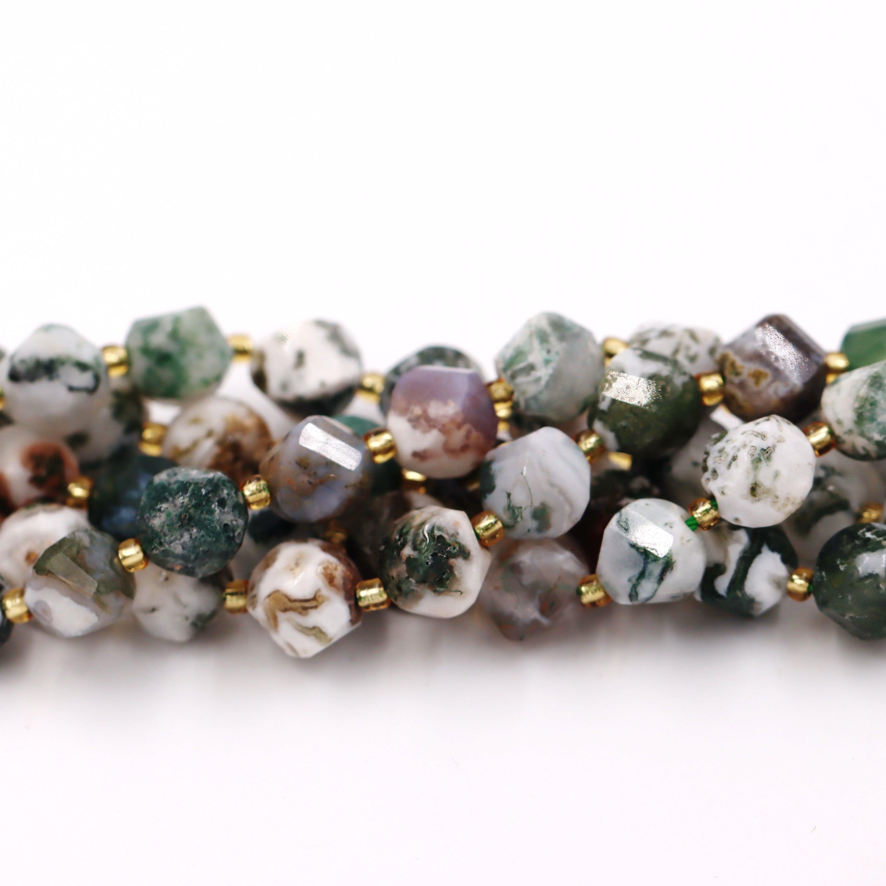 Malahill faceted S shape stone beads for jewelry making, sold per bag 5 strands inside, Tree Agate beads