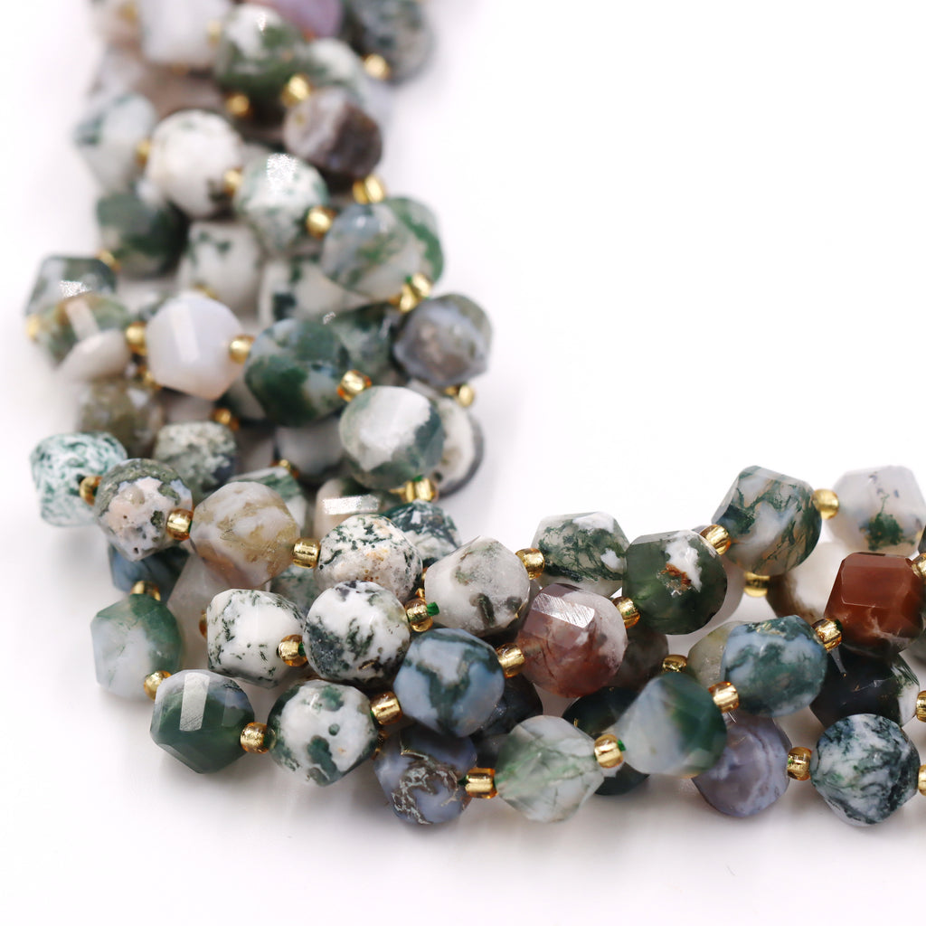 Malahill faceted S shape stone beads for jewelry making, sold per bag 5 strands inside, Tree Agate beads