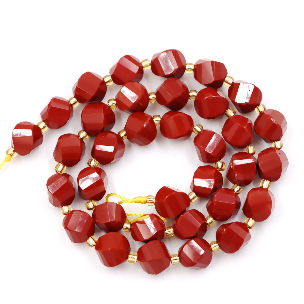 Malahill faceted S shape stone beads for jewelry making, sold per bag 5 strands inside, Red Jasper A beads