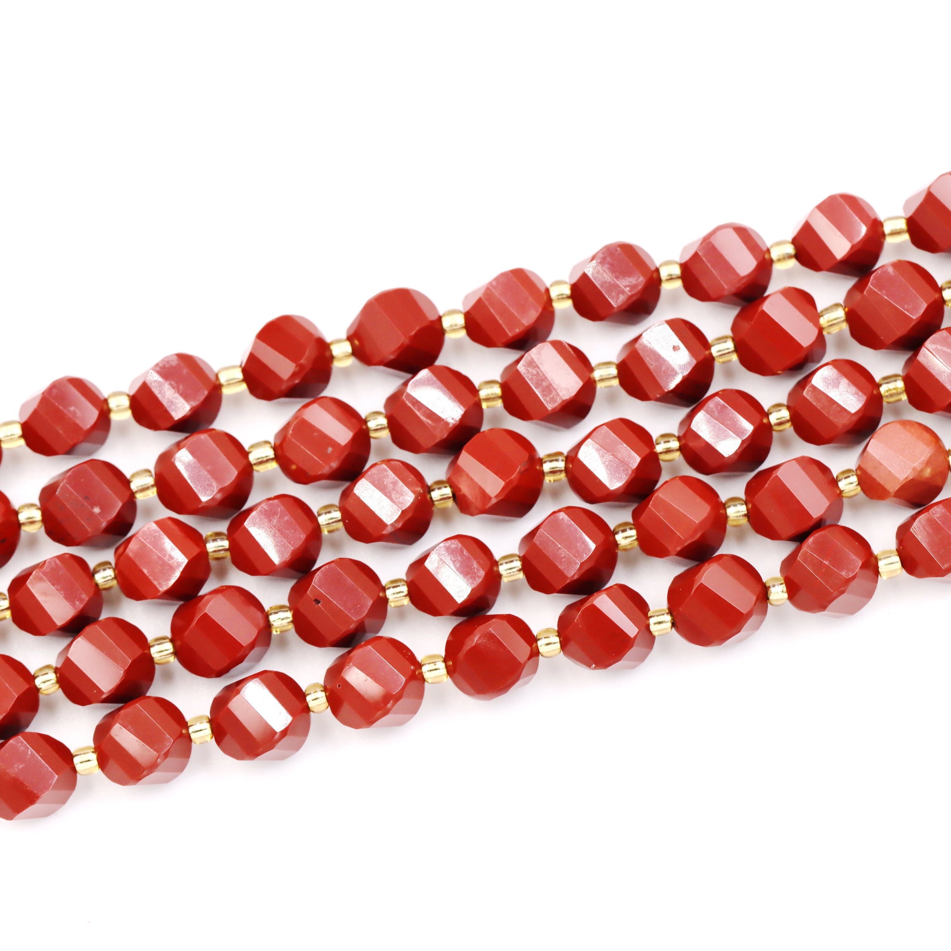 Malahill faceted S shape stone beads for jewelry making, sold per bag 5 strands inside, Red Jasper A beads