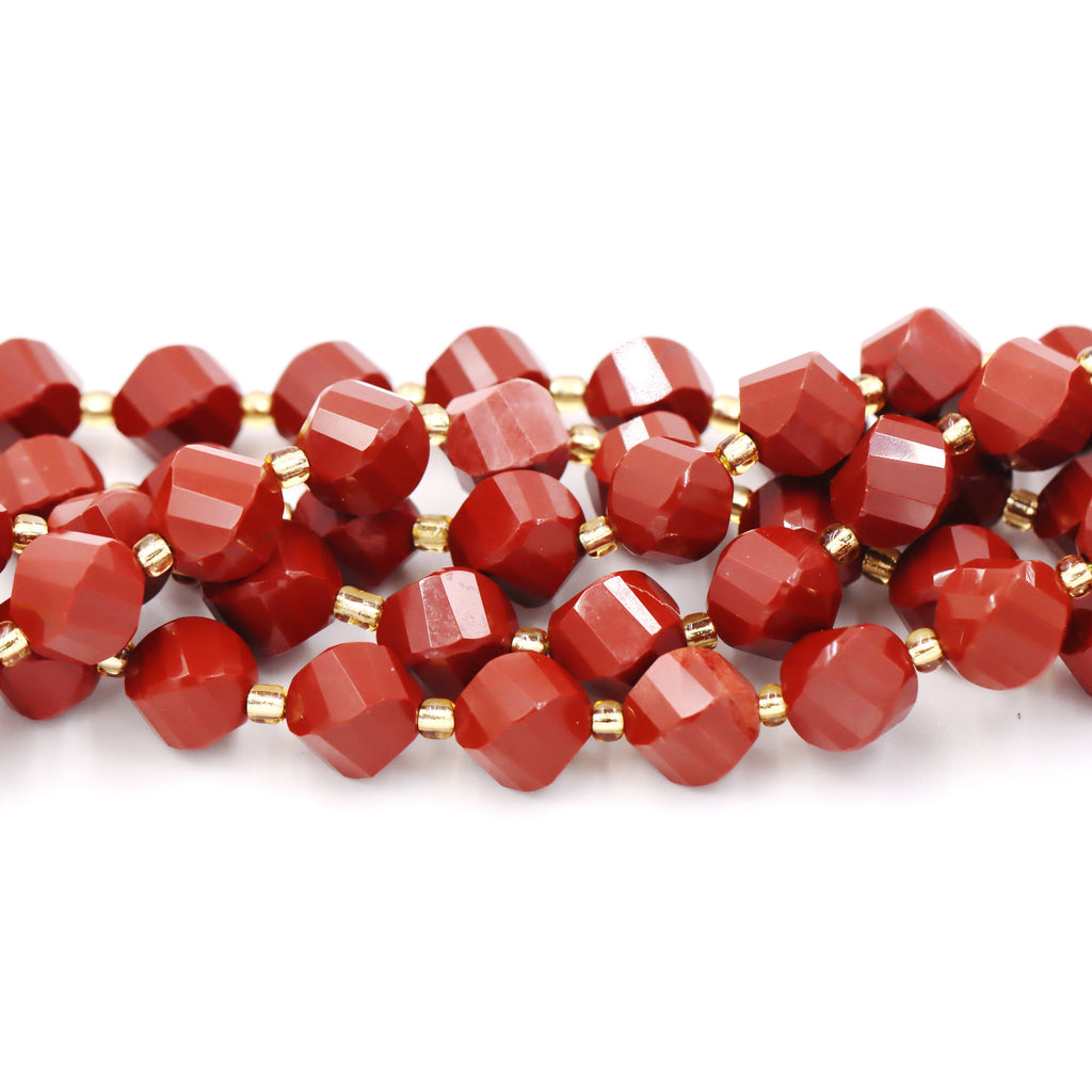 Malahill faceted S shape stone beads for jewelry making, sold per bag 5 strands inside, Red Jasper A beads
