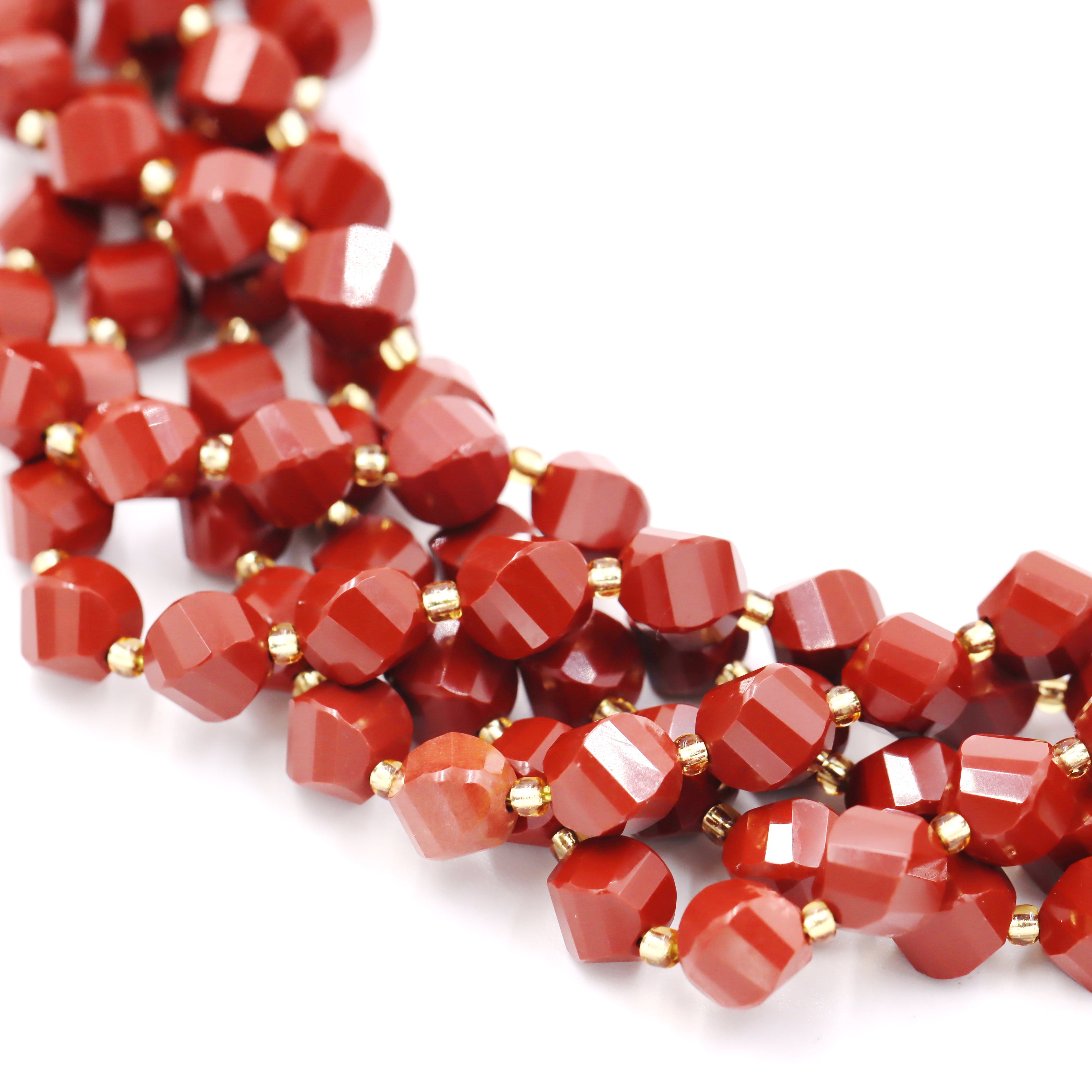 Malahill faceted S shape stone beads for jewelry making, sold per bag 5 strands inside, Red Jasper A beads