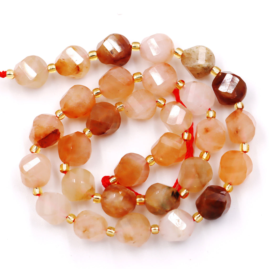Malahill faceted S shape stone beads for jewelry making, sold per bag 5 strands inside, Sakura Quartz beads