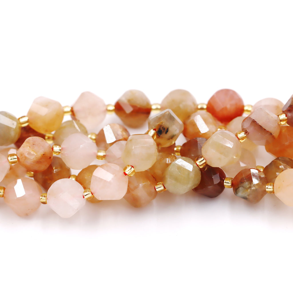Malahill faceted S shape stone beads for jewelry making, sold per bag 5 strands inside, Sakura Quartz beads