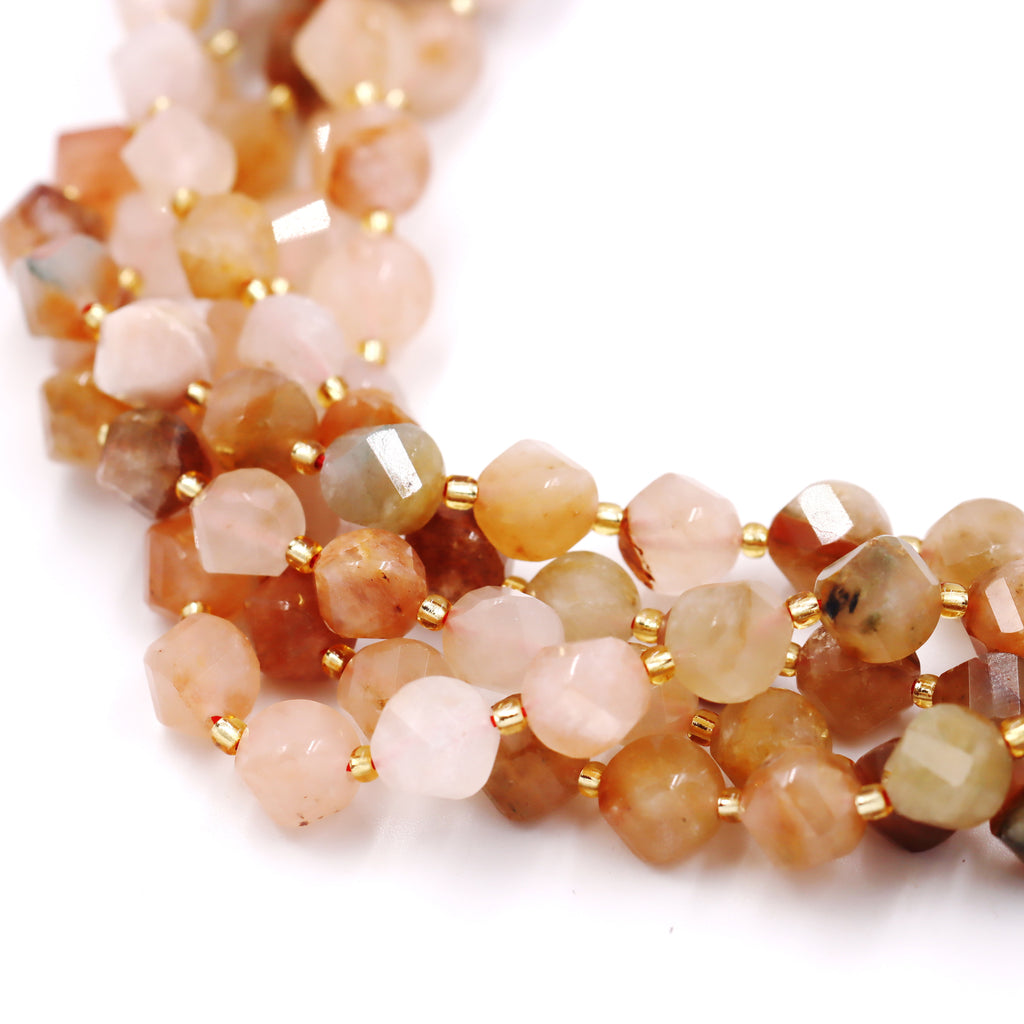 Malahill faceted S shape stone beads for jewelry making, sold per bag 5 strands inside, Sakura Quartz beads