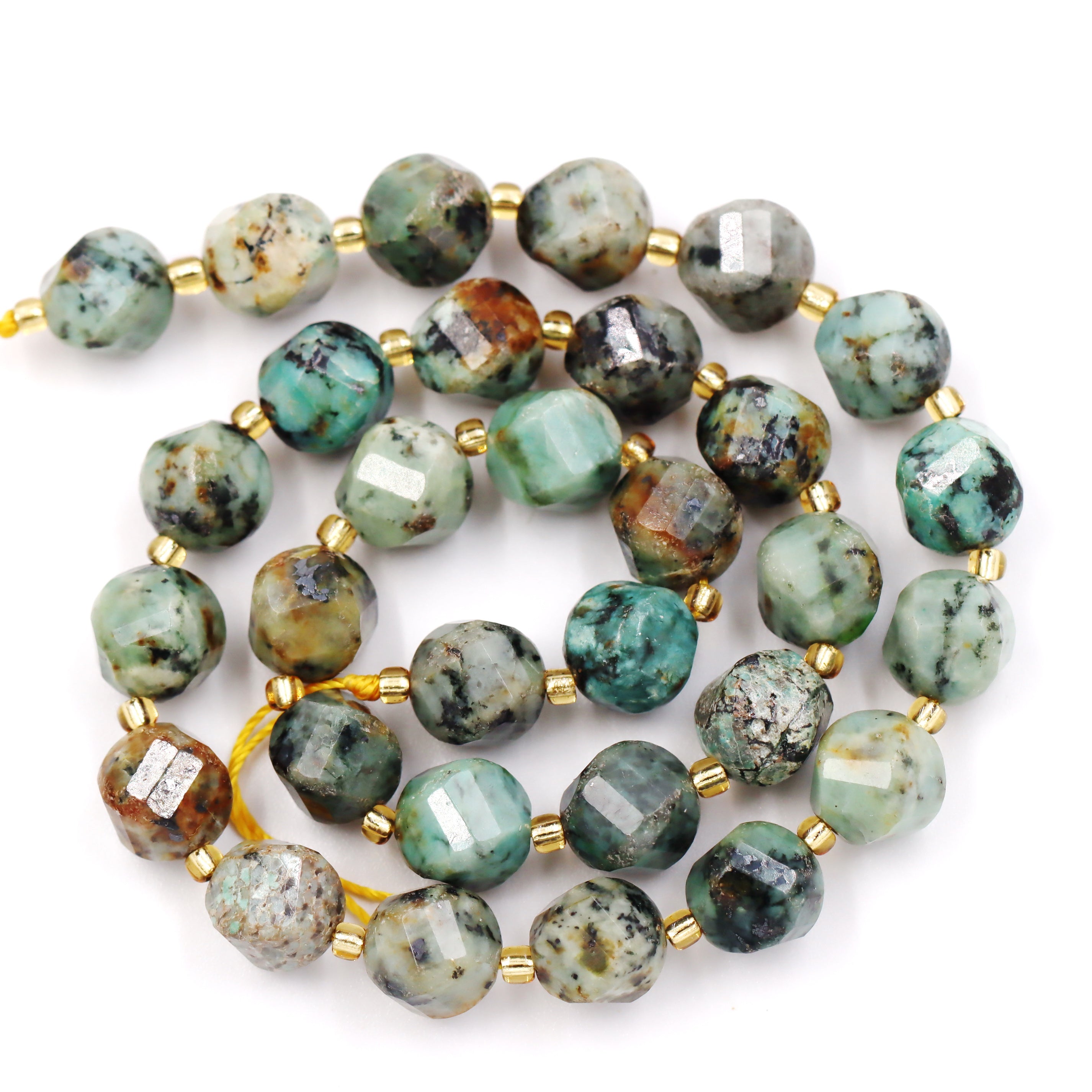 Malahill faceted S shape stone beads for jewelry making, sold per bag 5 strands inside, African Turquoise beads