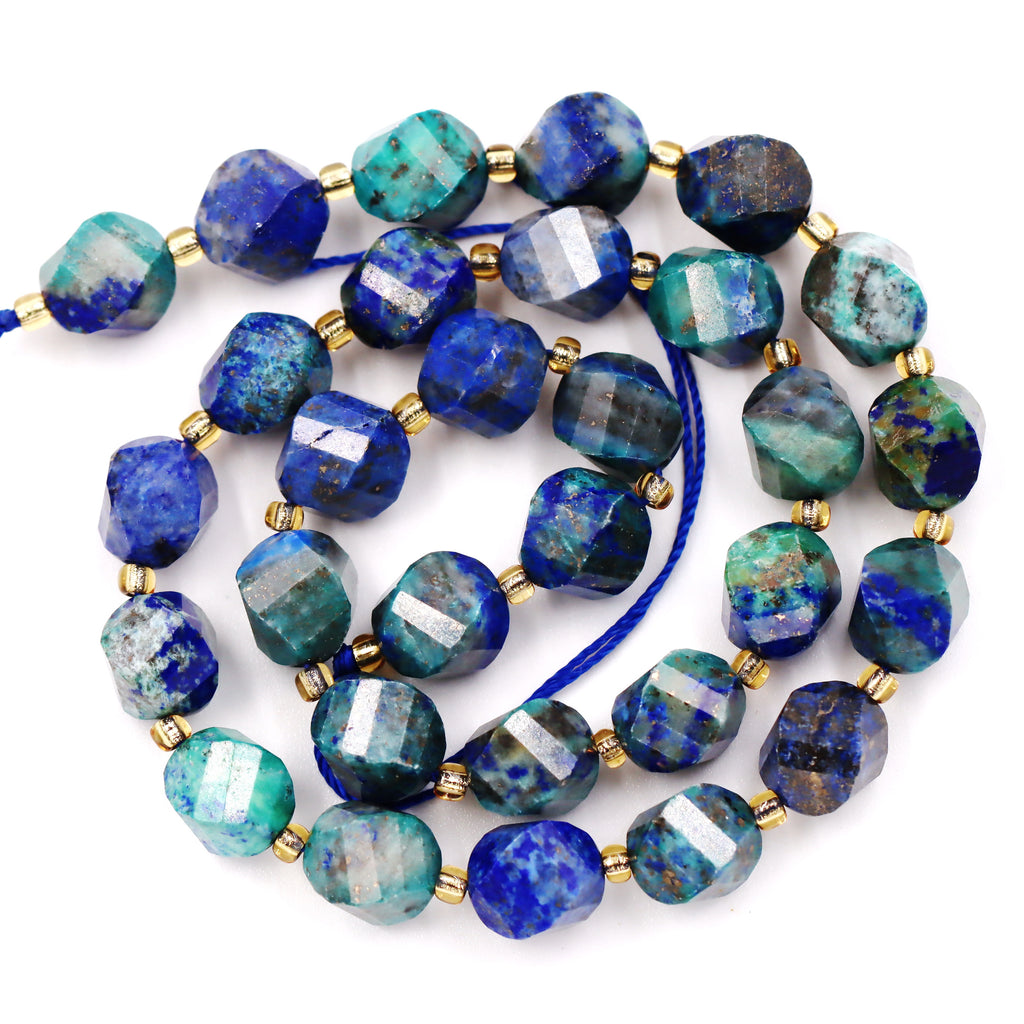 Malahill faceted S shape stone beads for jewelry making, sold per bag 5 strands inside, Chrysocolla Treated beads