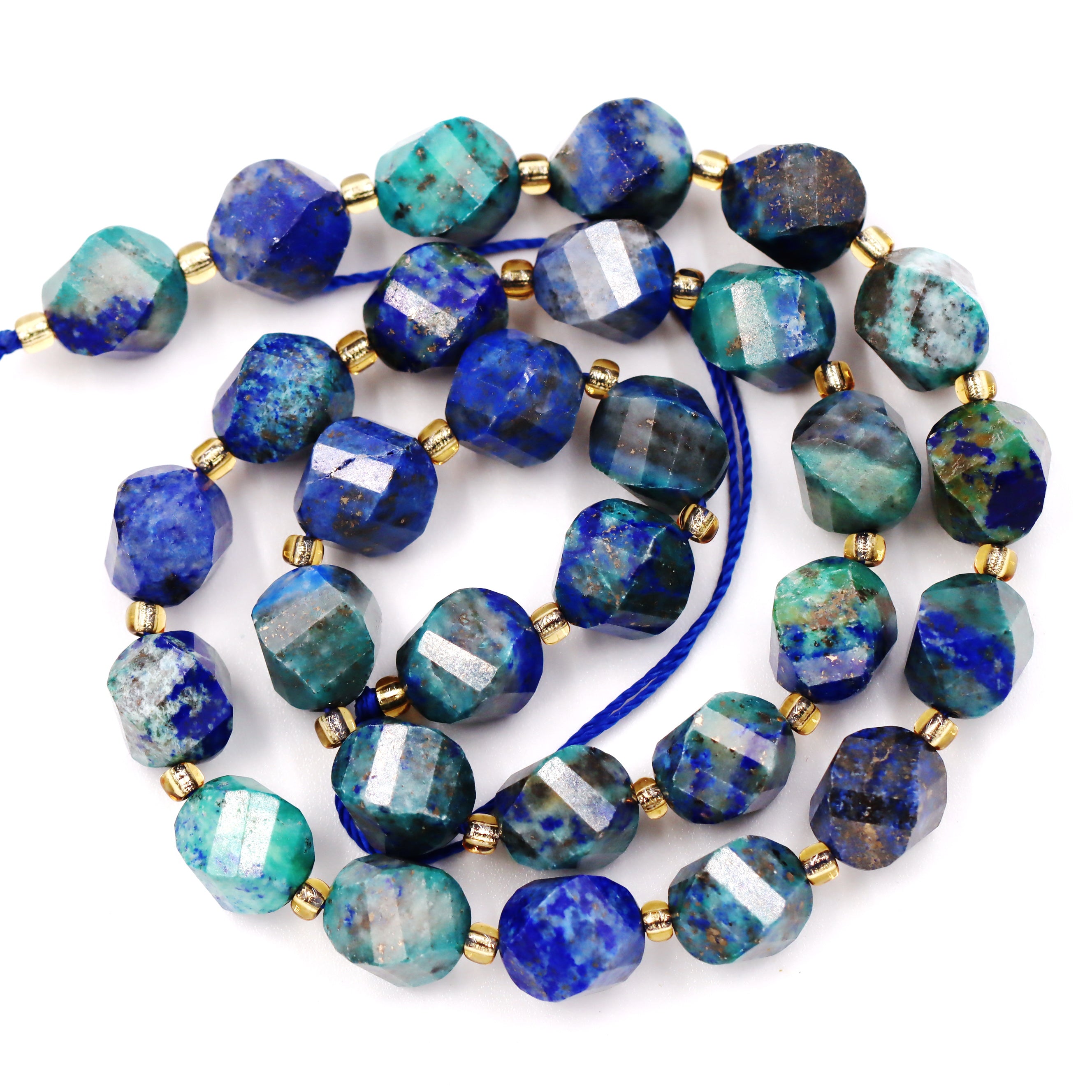 Malahill faceted S shape stone beads for jewelry making, sold per bag 5 strands inside, Chrysocolla Treated beads