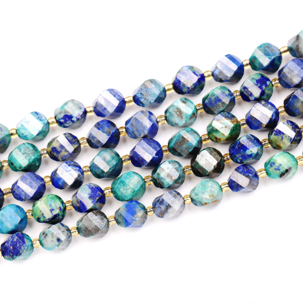 Malahill faceted S shape stone beads for jewelry making, sold per bag 5 strands inside, Chrysocolla Treated beads