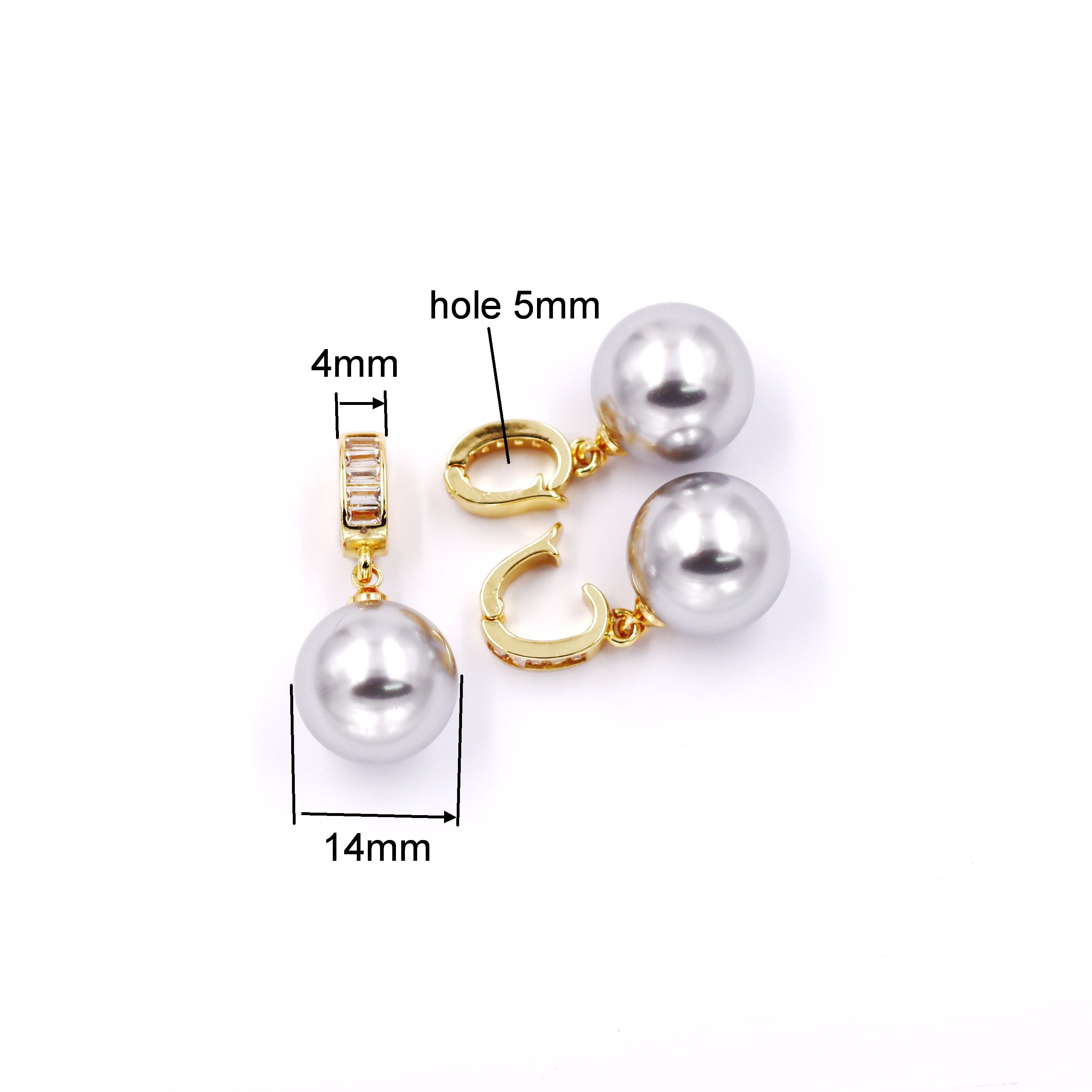 Malahill 14mm stimulated pearl charms for jewelry making 5 pieces