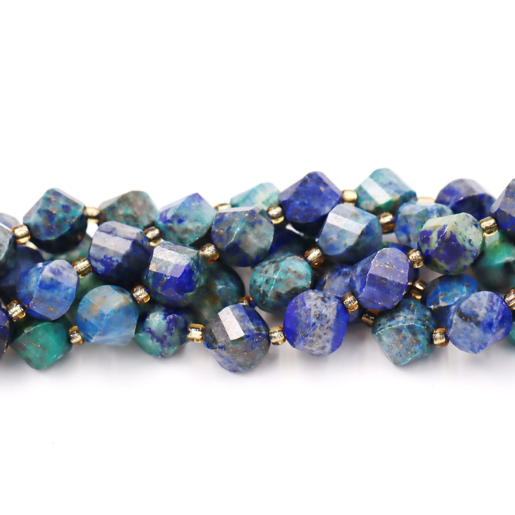 Malahill faceted S shape stone beads for jewelry making, sold per bag 5 strands inside, Chrysocolla Treated beads
