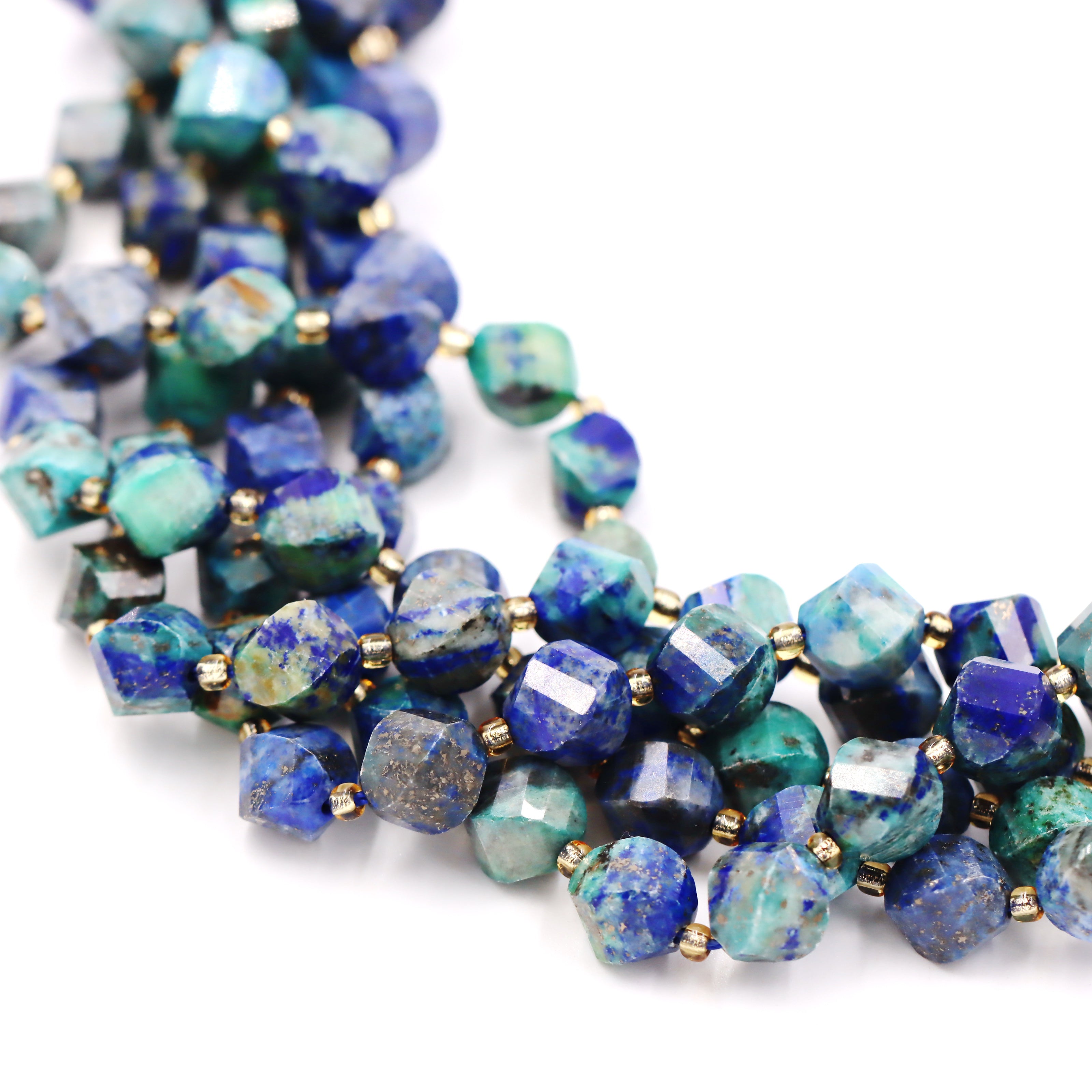 Malahill faceted S shape stone beads for jewelry making, sold per bag 5 strands inside, Chrysocolla Treated beads