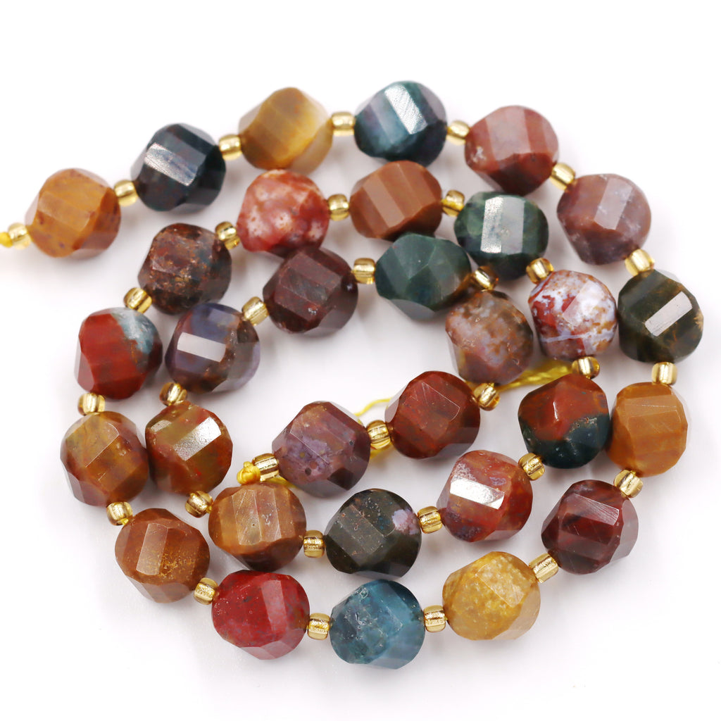 Malahill faceted S shape stone beads for jewelry making, sold per bag 5 strands inside, Ocean Agate beads