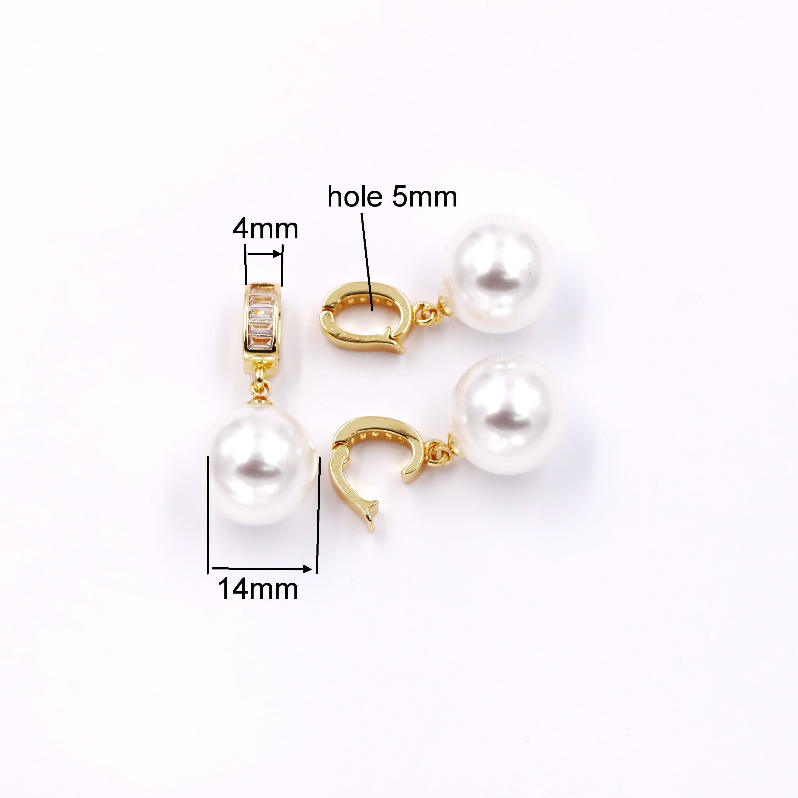 Malahill 14mm stimulated pearl charms for jewelry making 5 pieces