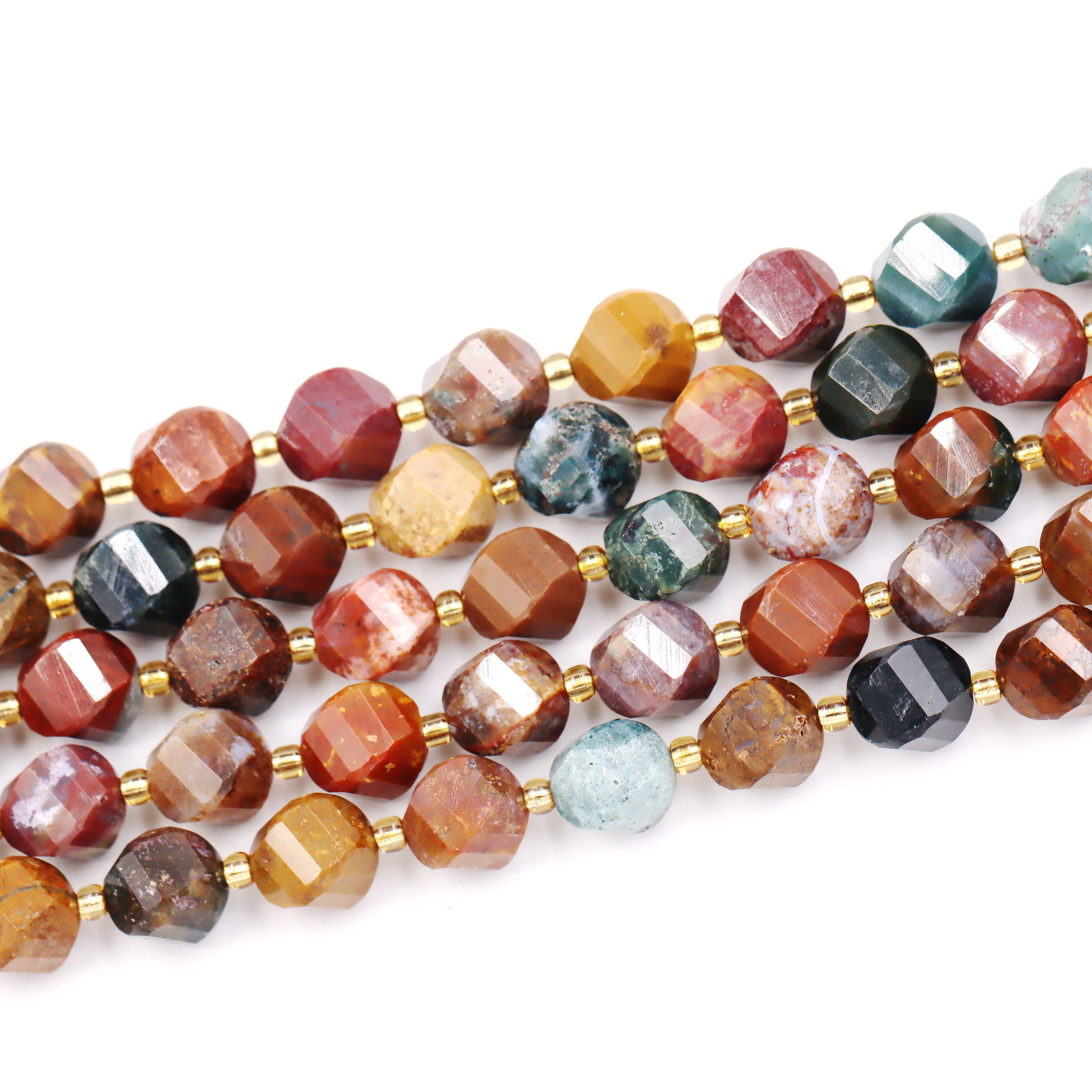 Malahill faceted S shape stone beads for jewelry making, sold per bag 5 strands inside, Ocean Agate beads