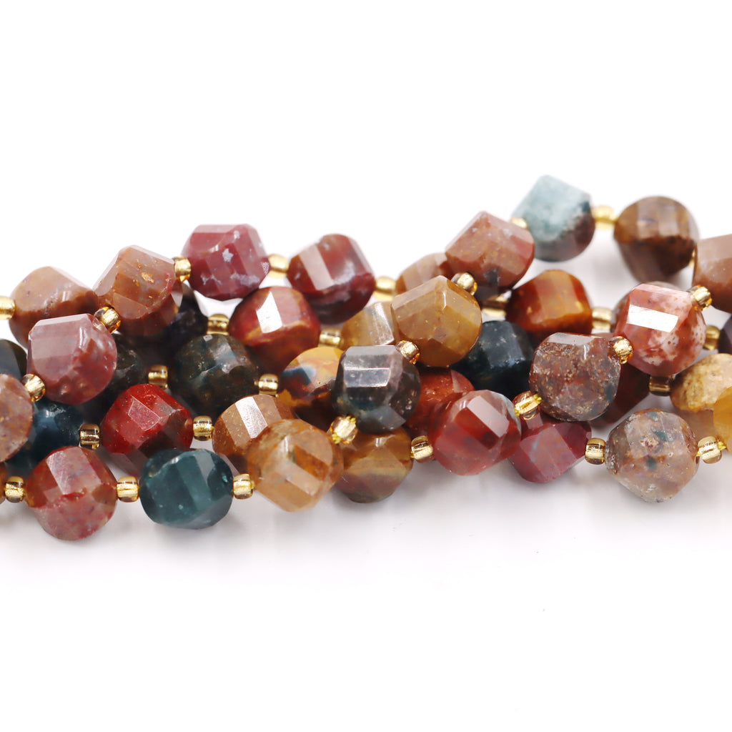 Malahill faceted S shape stone beads for jewelry making, sold per bag 5 strands inside, Ocean Agate beads