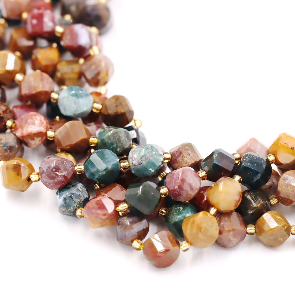 Malahill faceted S shape stone beads for jewelry making, sold per bag 5 strands inside, Ocean Agate beads