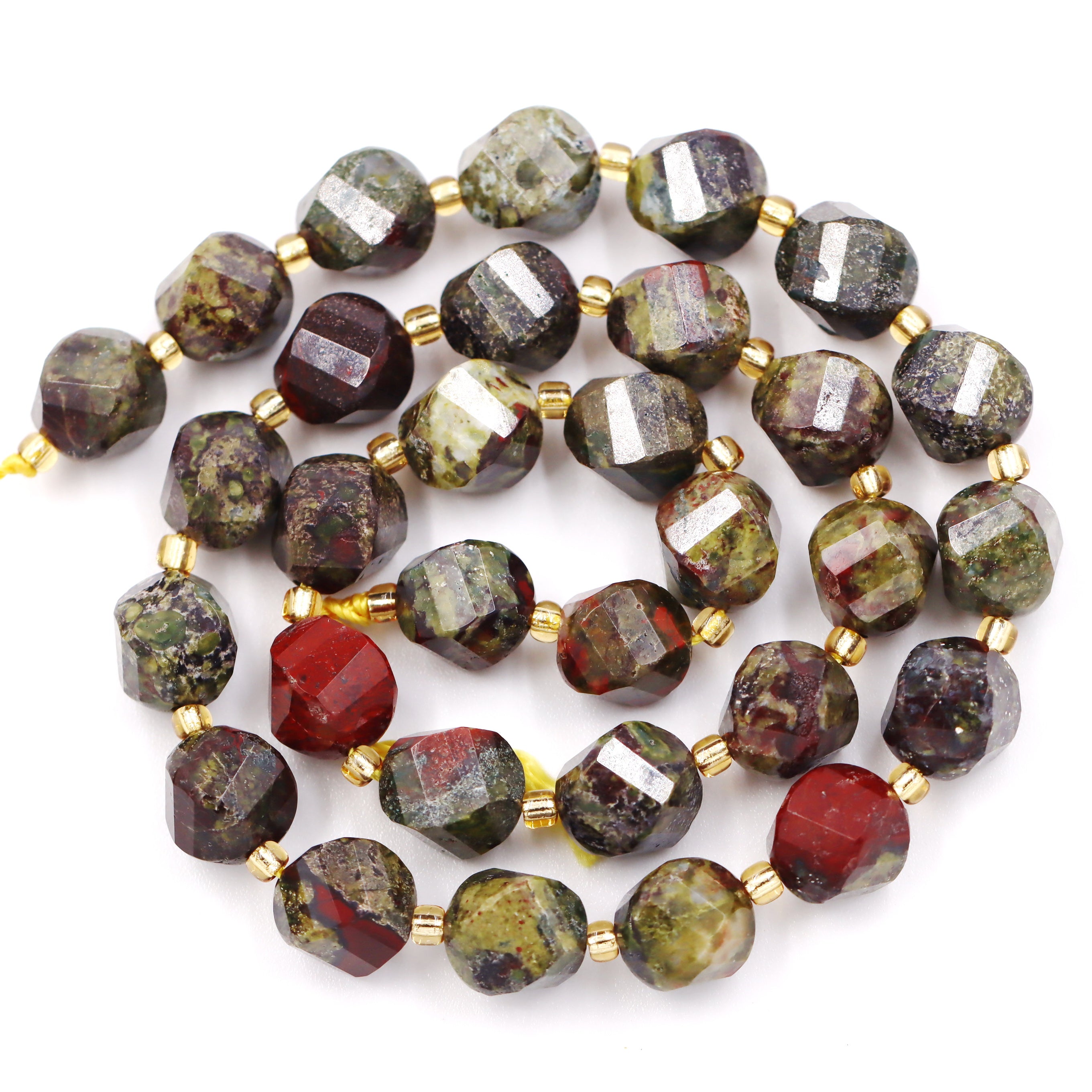Malahill faceted S shape stone beads for jewelry making, sold per bag 5 strands inside, Russia Bloodstone beads