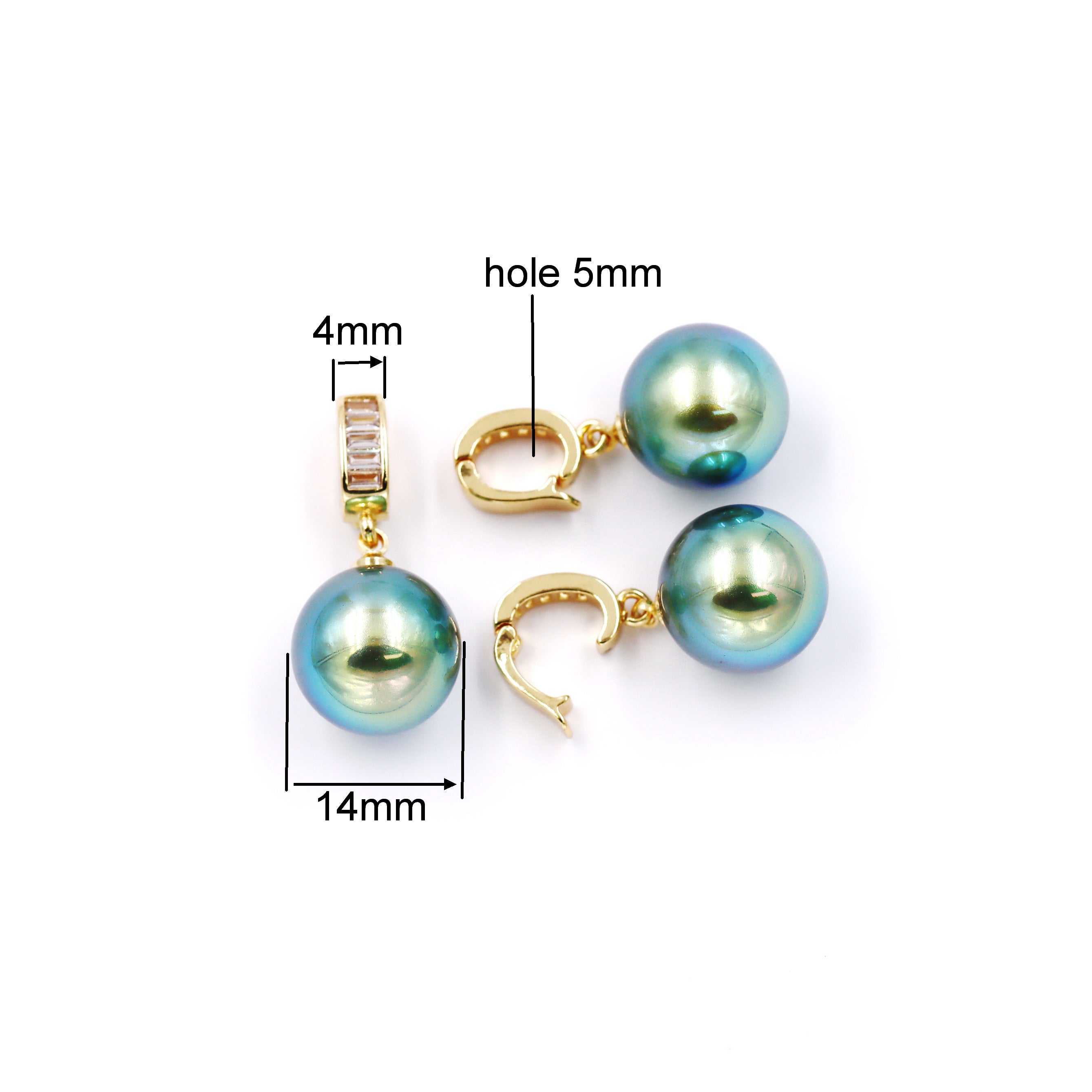 Malahill 14mm stimulated pearl charms for jewelry making 5 pieces