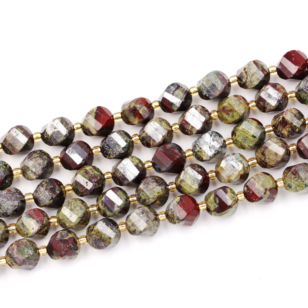 Malahill faceted S shape stone beads for jewelry making, sold per bag 5 strands inside, Russia Bloodstone beads