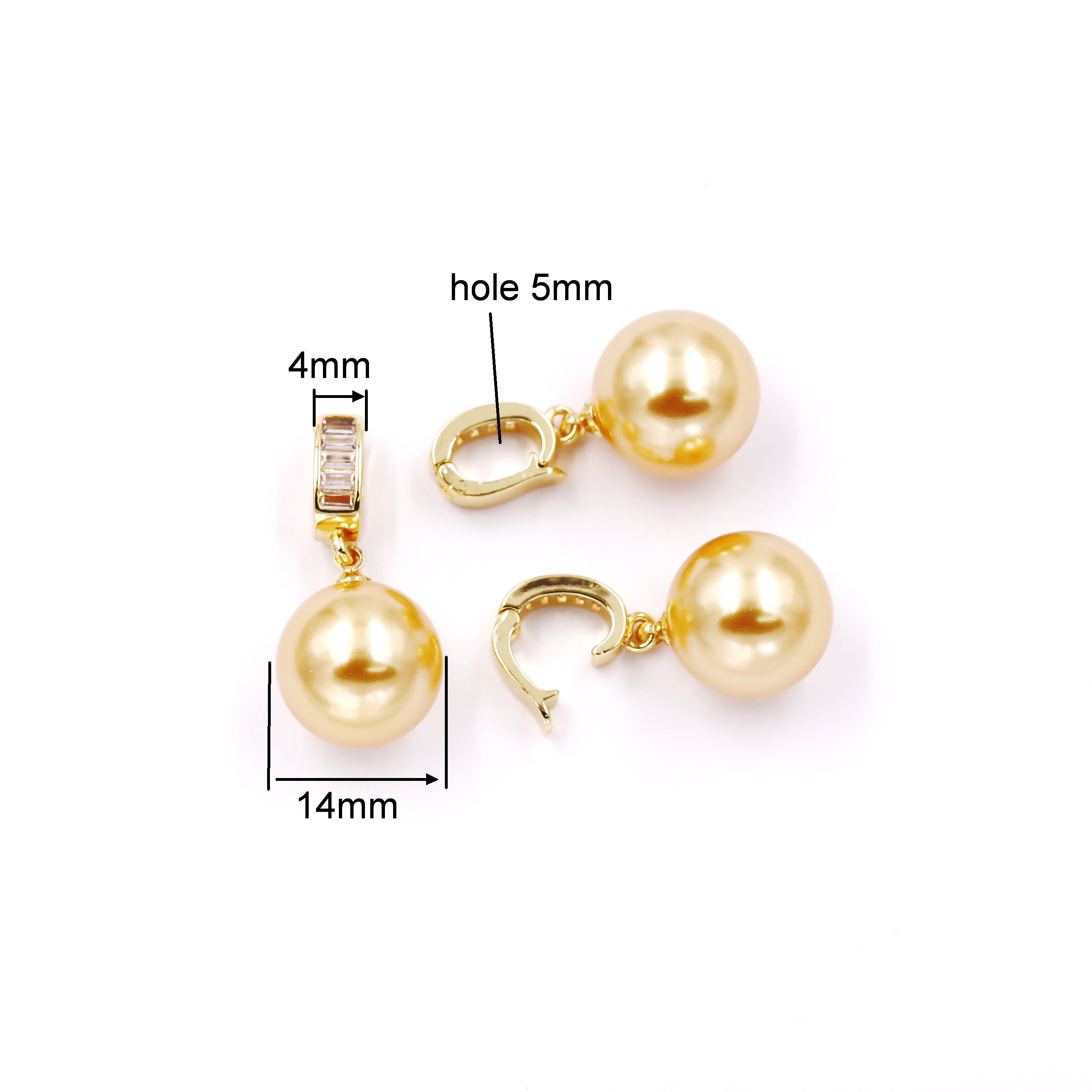 Malahill 14mm stimulated pearl charms for jewelry making 5 pieces