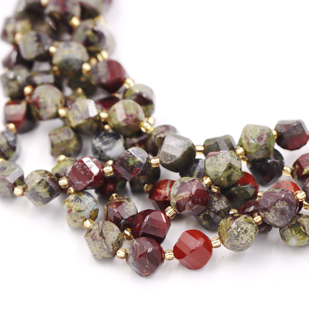 Malahill faceted S shape stone beads for jewelry making, sold per bag 5 strands inside, Russia Bloodstone beads