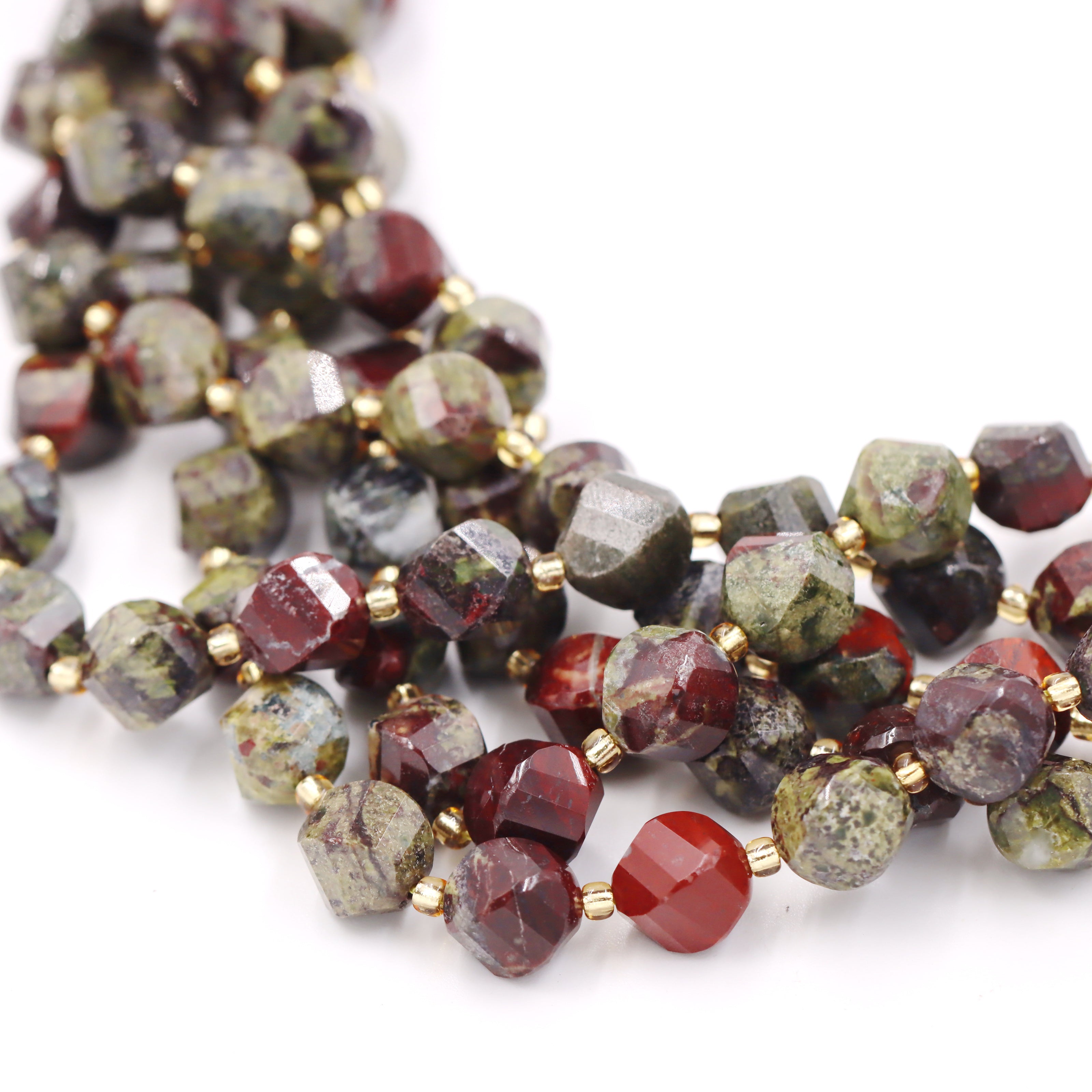 Malahill faceted S shape stone beads for jewelry making, sold per bag 5 strands inside, Russia Bloodstone beads